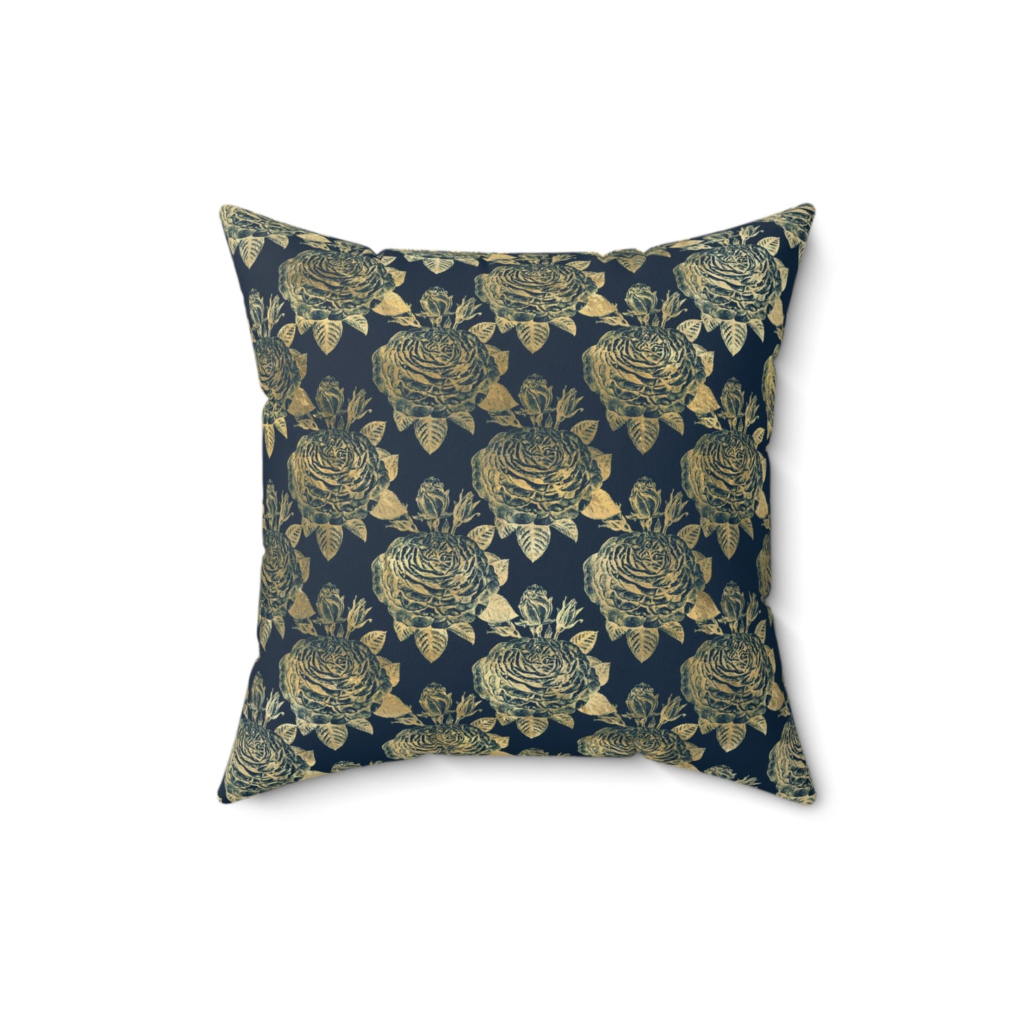Blue and Gold Paris Pattern 7 - Faux Suede Square Pillow
