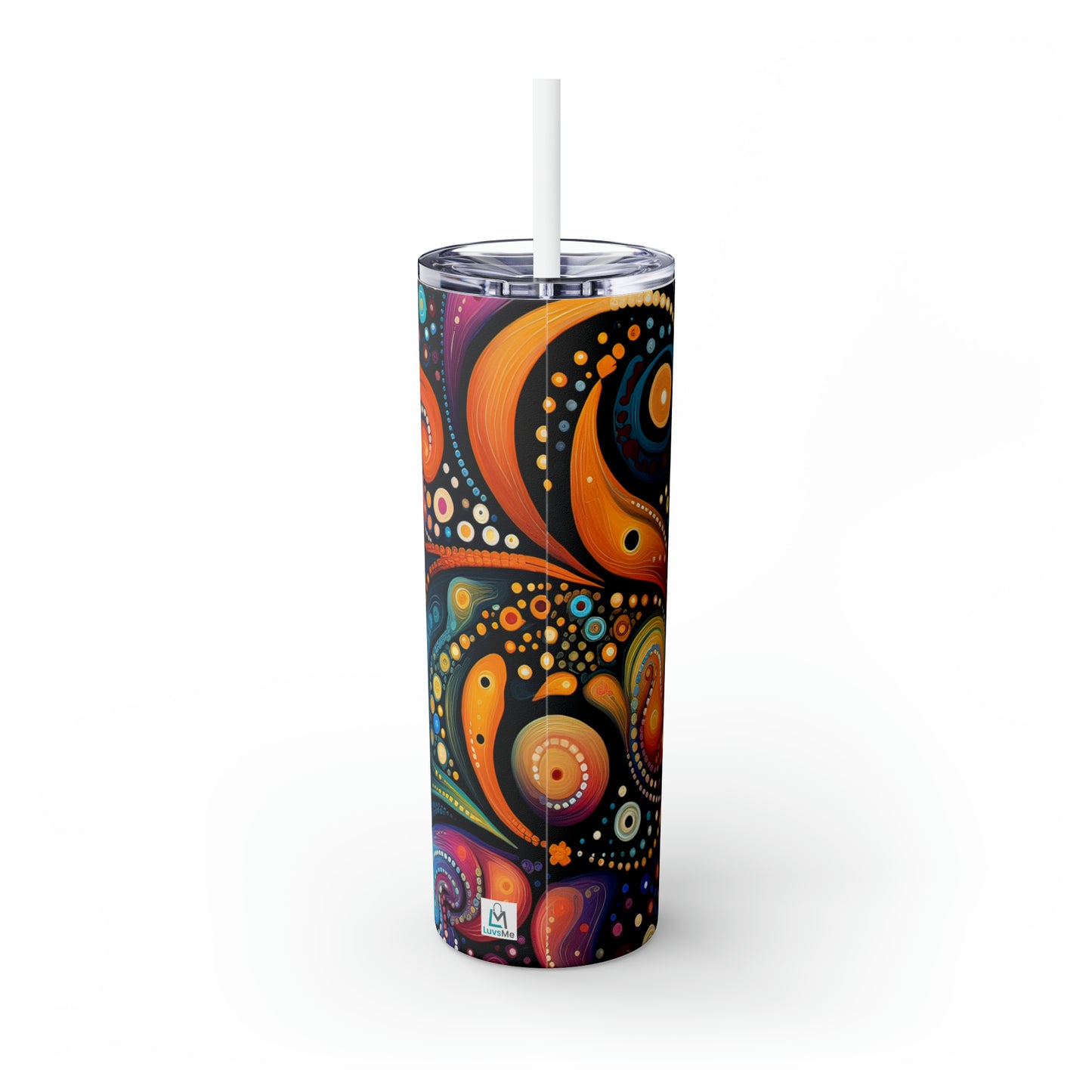 Colorful Psychedelic Swirls 1.8 - Skinny Tumbler with Straw, 20oz - Stainless Steel