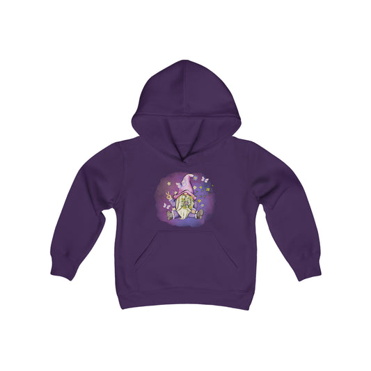 Peace Gnome - Flowers - Butterflies - Youth Heavy Blend Hooded Sweatshirt