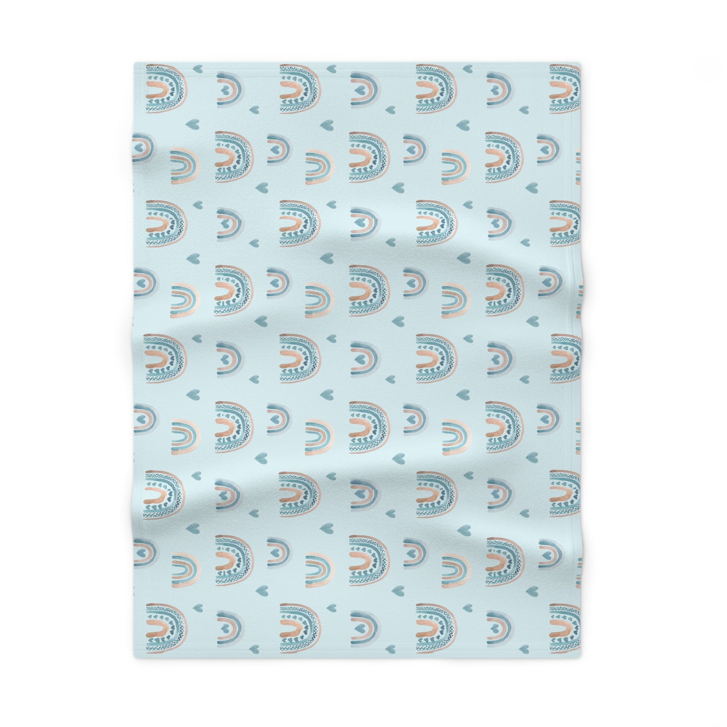 Blue Boho Rainbow Pattern 4 - Soft Fleece Baby Blanket