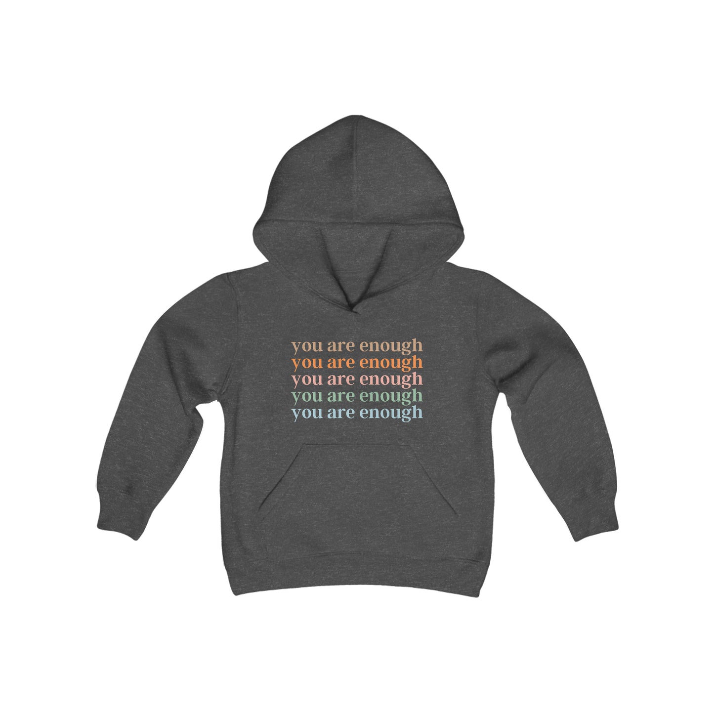 You are enough - Inspiration - Self Love - Self Acceptance - Youth Heavy Blend Hooded Sweatshirt