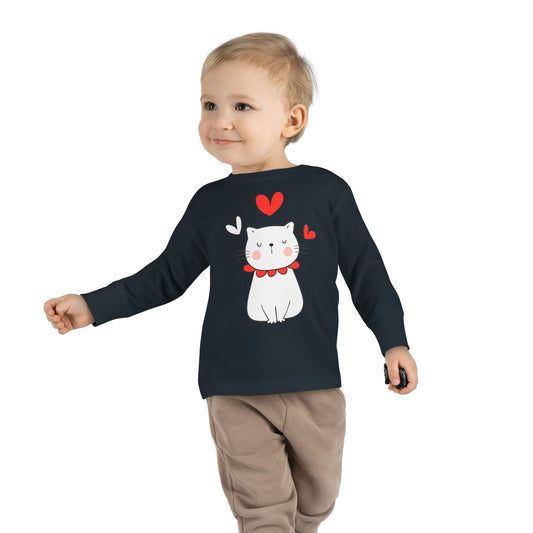 Cute Cat - Hearts 5 - Toddler Long Sleeve Tee
