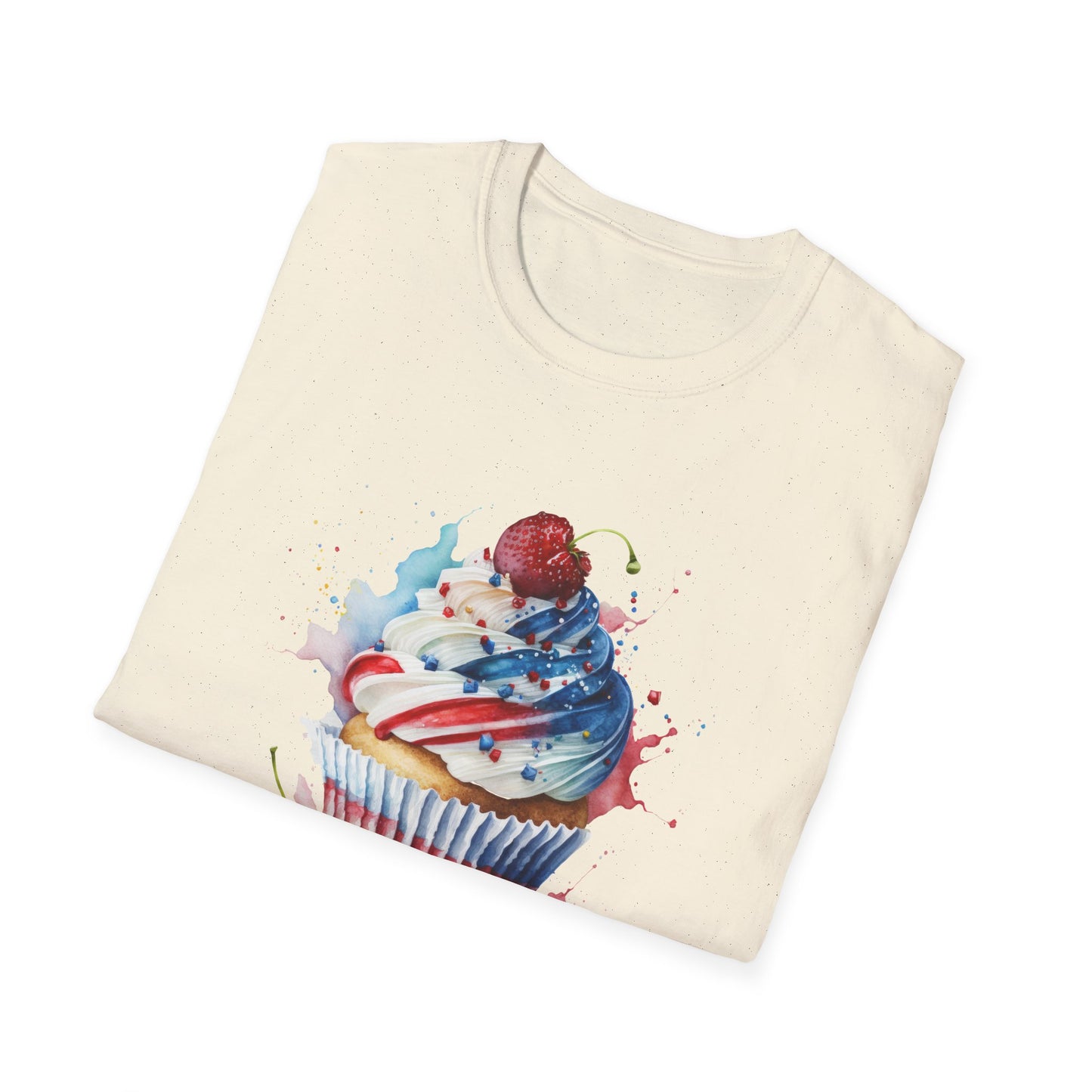 Red, White, and Blue Cupcake - American Flag - 4th of July - Independence Day - Unisex Softstyle T-Shirt