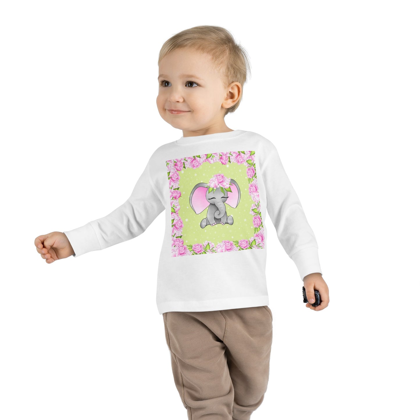 Pink Elephant - Toddler Long Sleeve Tee
