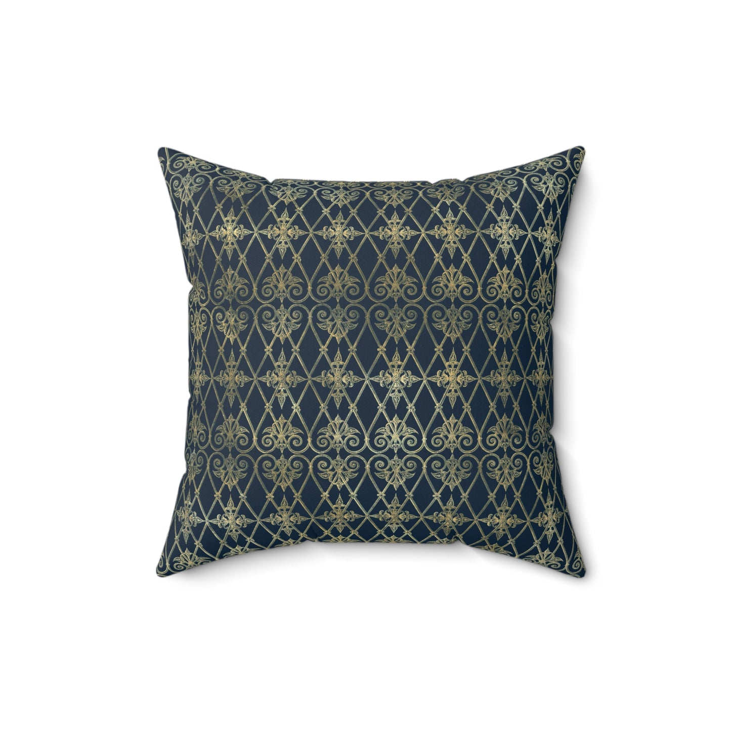 Blue and Gold Paris Pattern 1 - Faux Suede Square Pillow