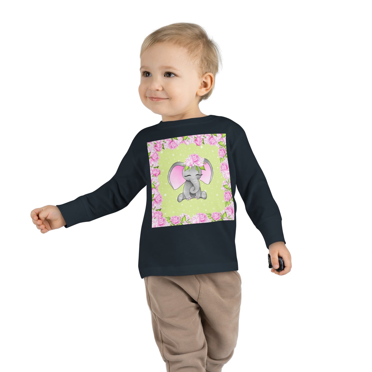 Pink Elephant - Toddler Long Sleeve Tee