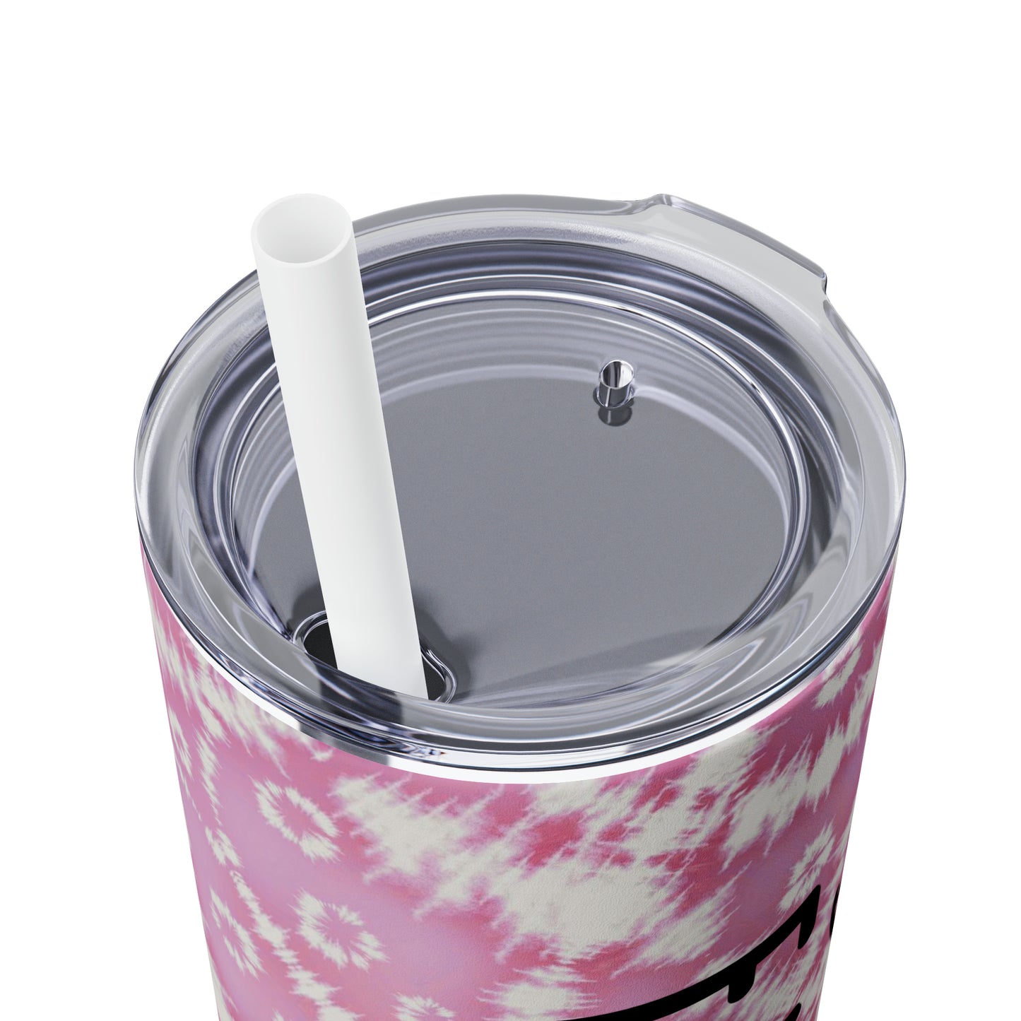 I Am Enough - Pink Batik - Skinny Tumbler with Straw, 20oz - Stainless Steel