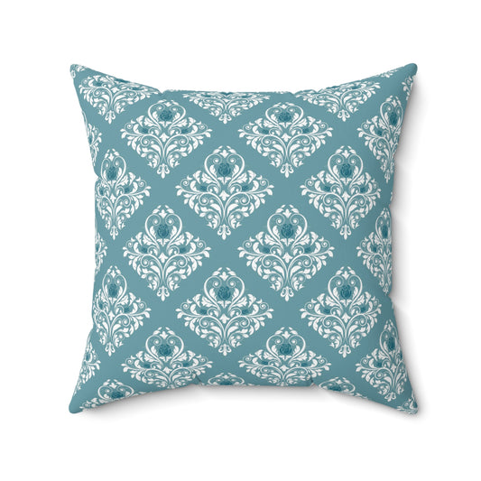 Teal Paris Pattern 10 - Faux Suede Square Pillow