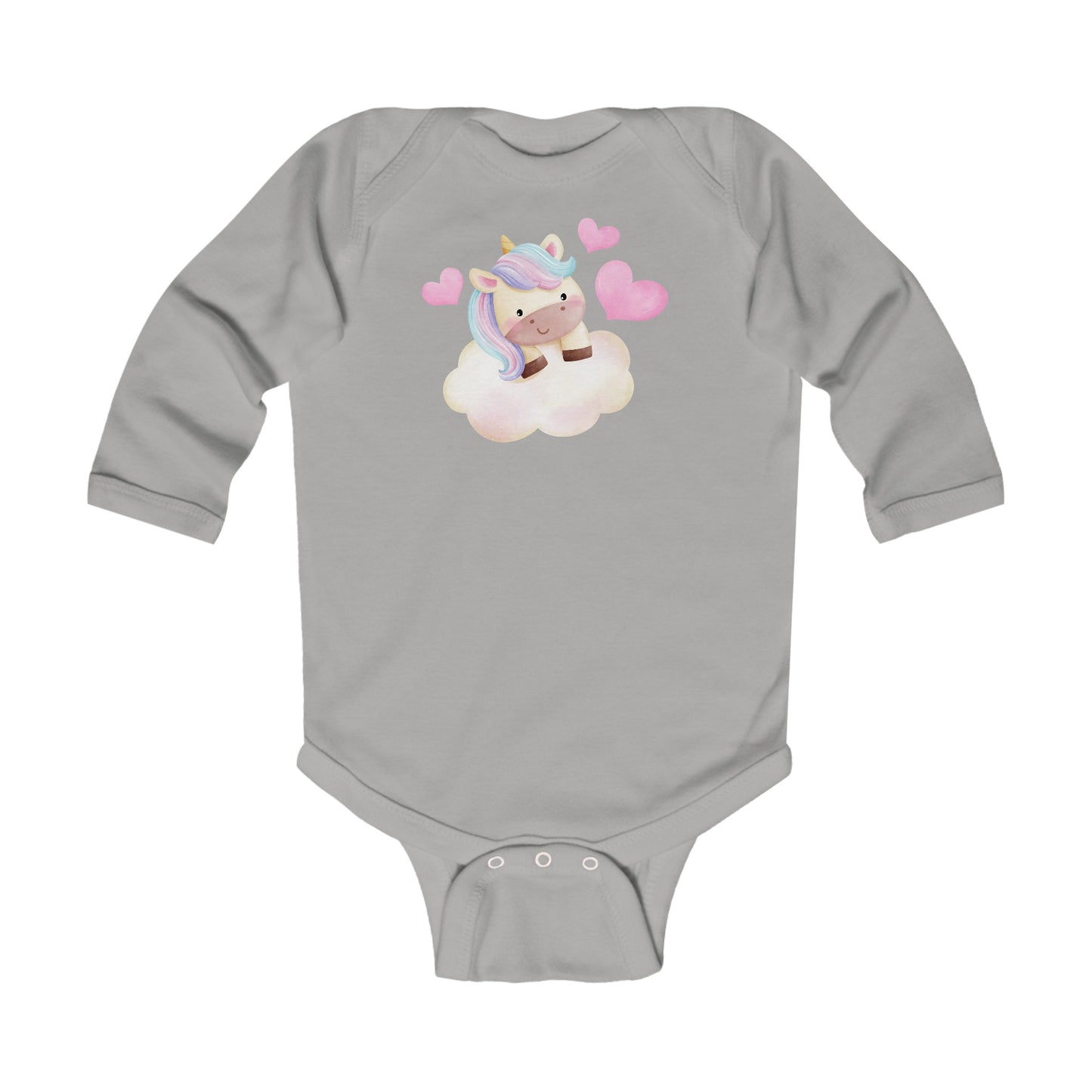 Cutest Unicorn on a Cloud - Hearts - Infant Long Sleeve Bodysuit