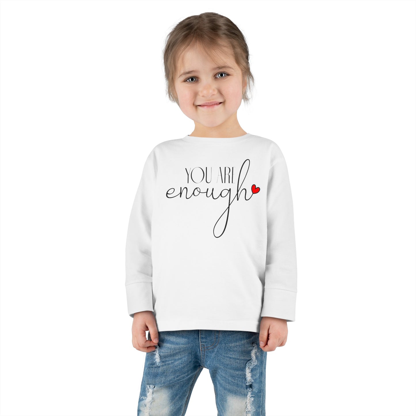 You Are Enough - Red Heart - Toddler Long Sleeve Tee
