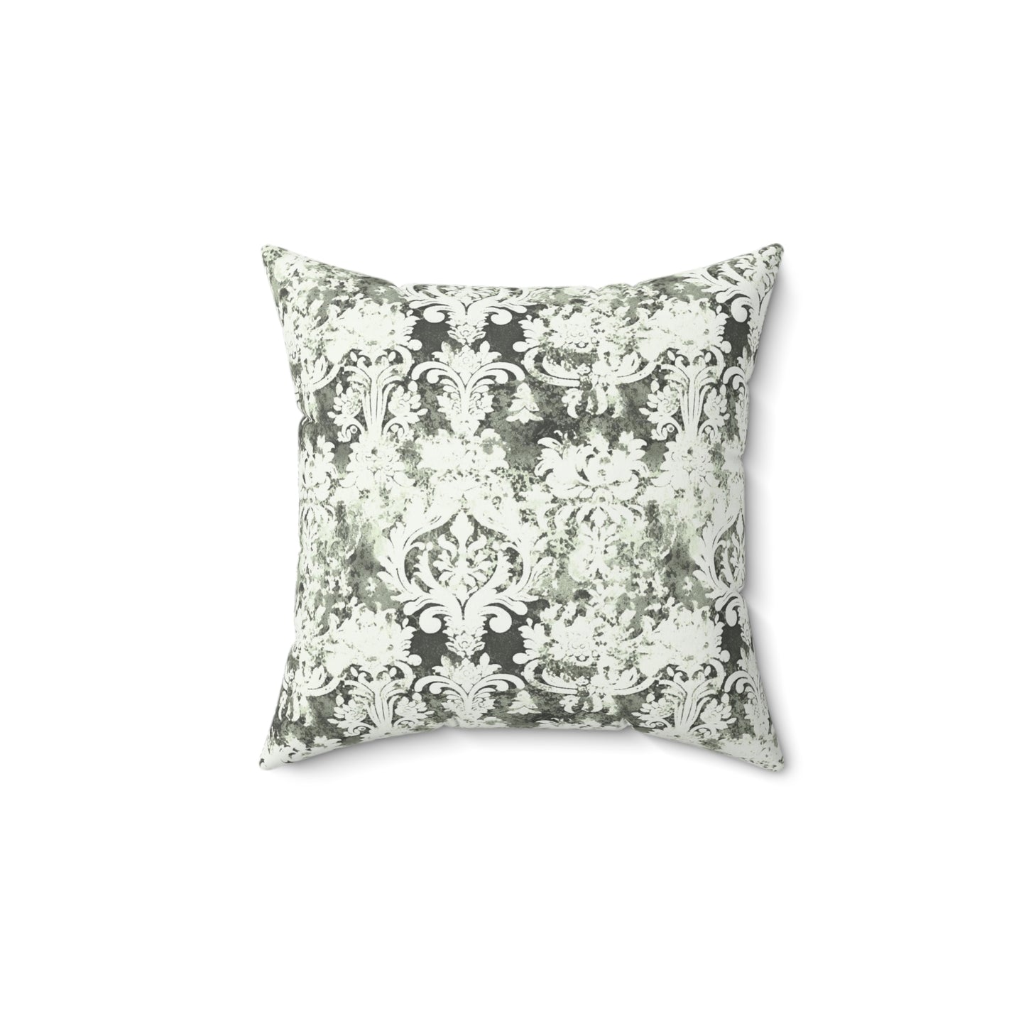 Vintage Green Damask 90 - Beautiful, Shabby Chic, Boho, Fun - Faux Suede Square Pillow