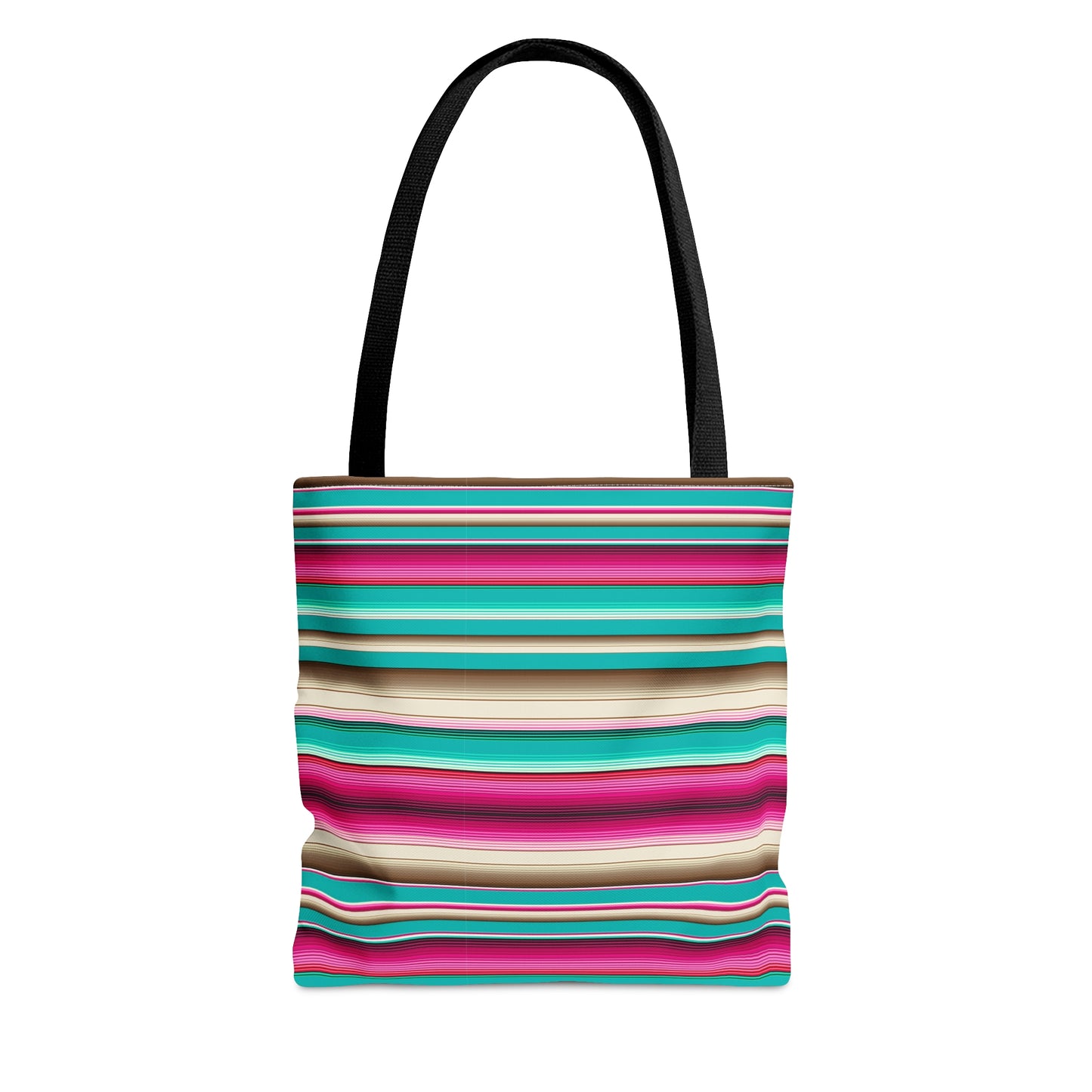 Multicolor Pink and Aqua Striped 36 - Practical, high-quality Tote Bag - Striped