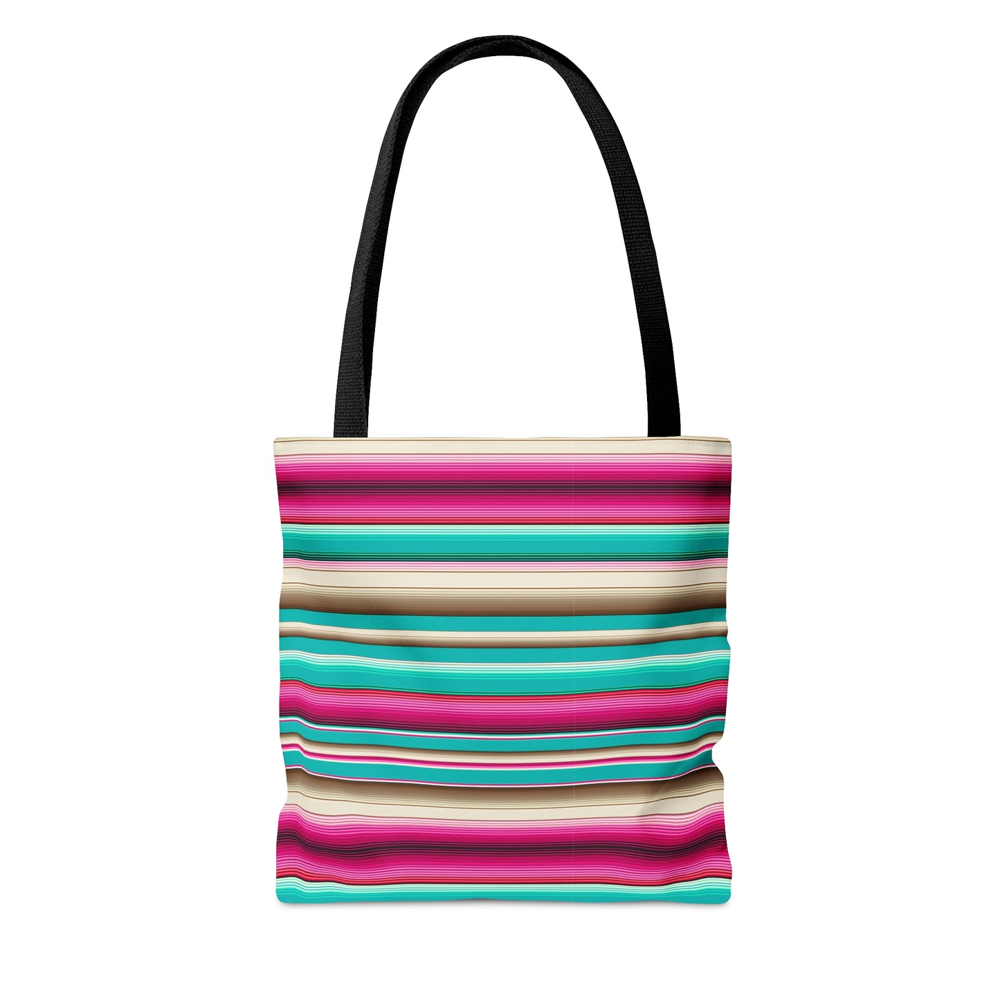 Multicolor Pink and Aqua Striped 36 - Practical, high-quality Tote Bag - Striped