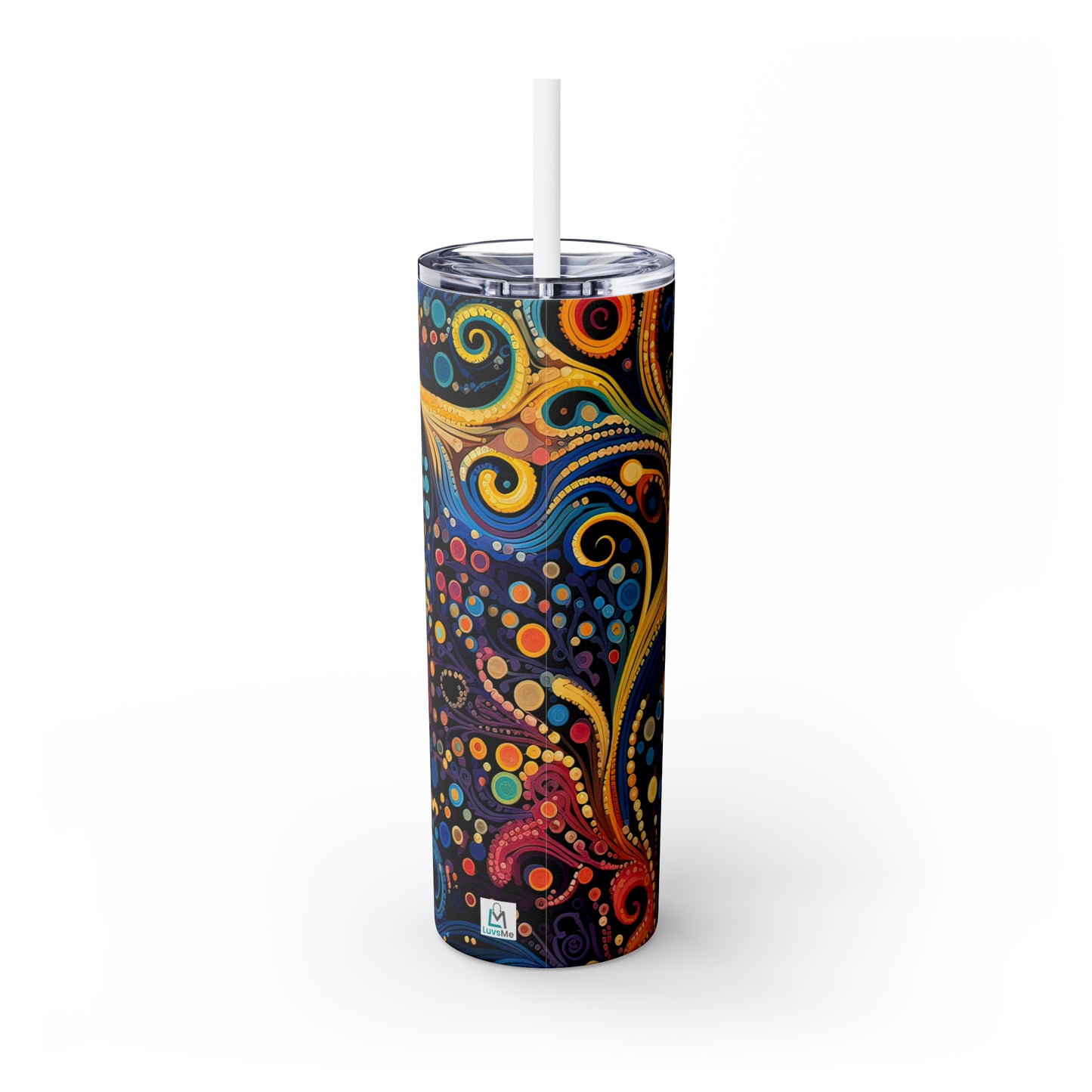 Colorful Psychedelic Swirls 1.12 - Skinny Tumbler with Straw, 20oz - Stainless Steel