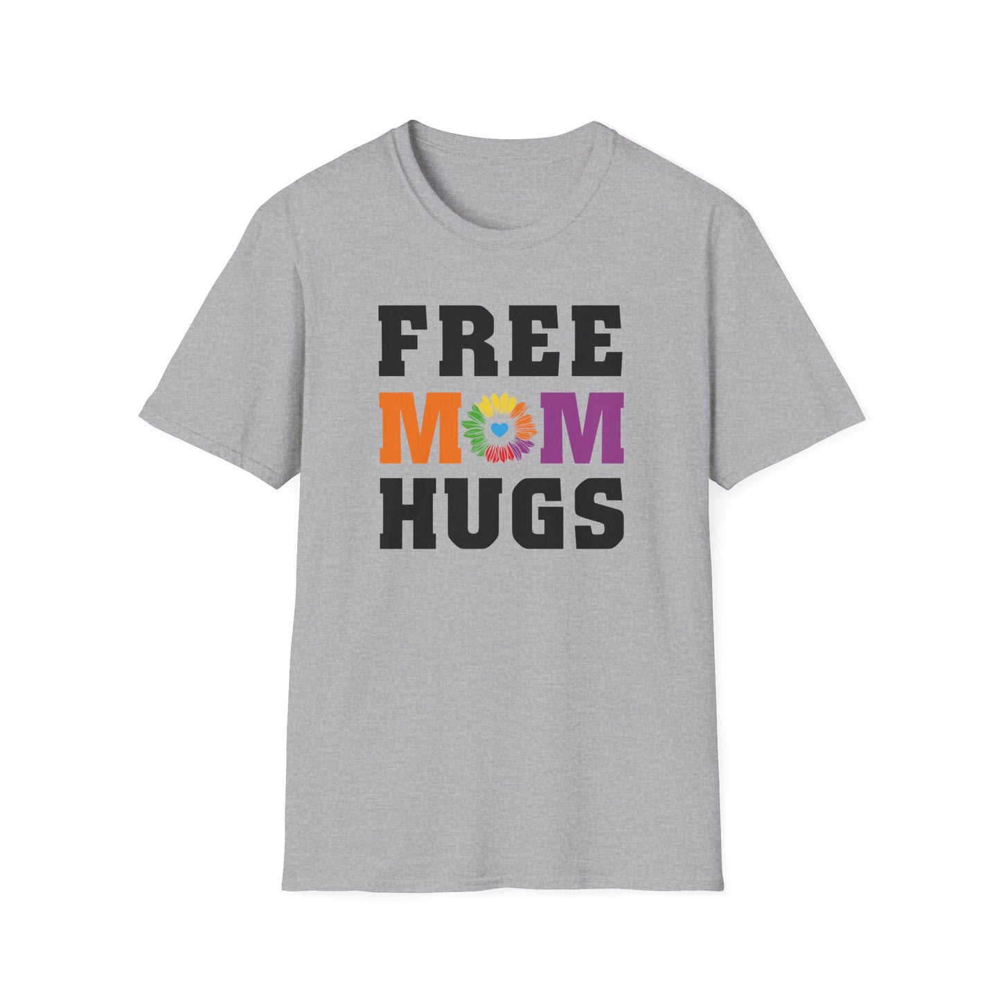 Free Mom Hugs - Rainbow Flower - LGBT - Pride - Rainbow - Unisex Softstyle T-Shirt