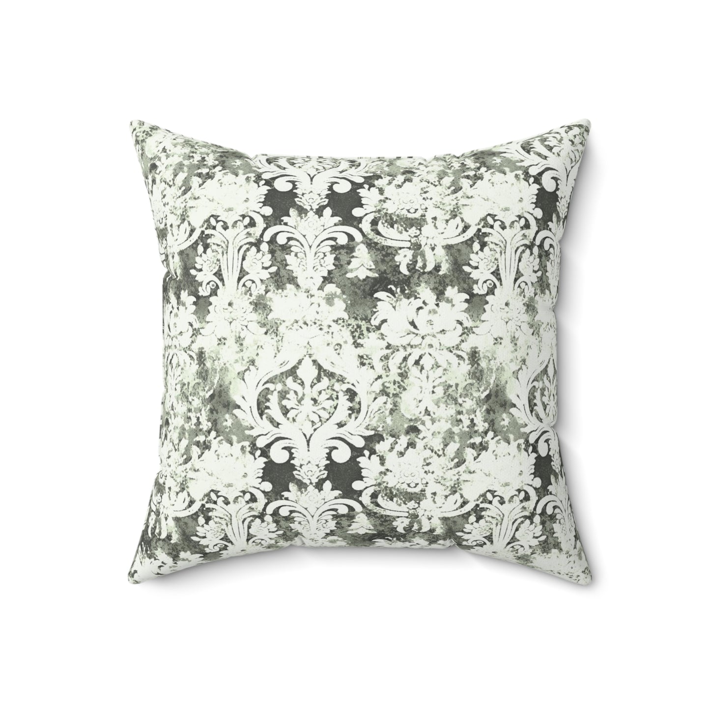 Vintage Green Damask 90 - Beautiful, Shabby Chic, Boho, Fun - Faux Suede Square Pillow
