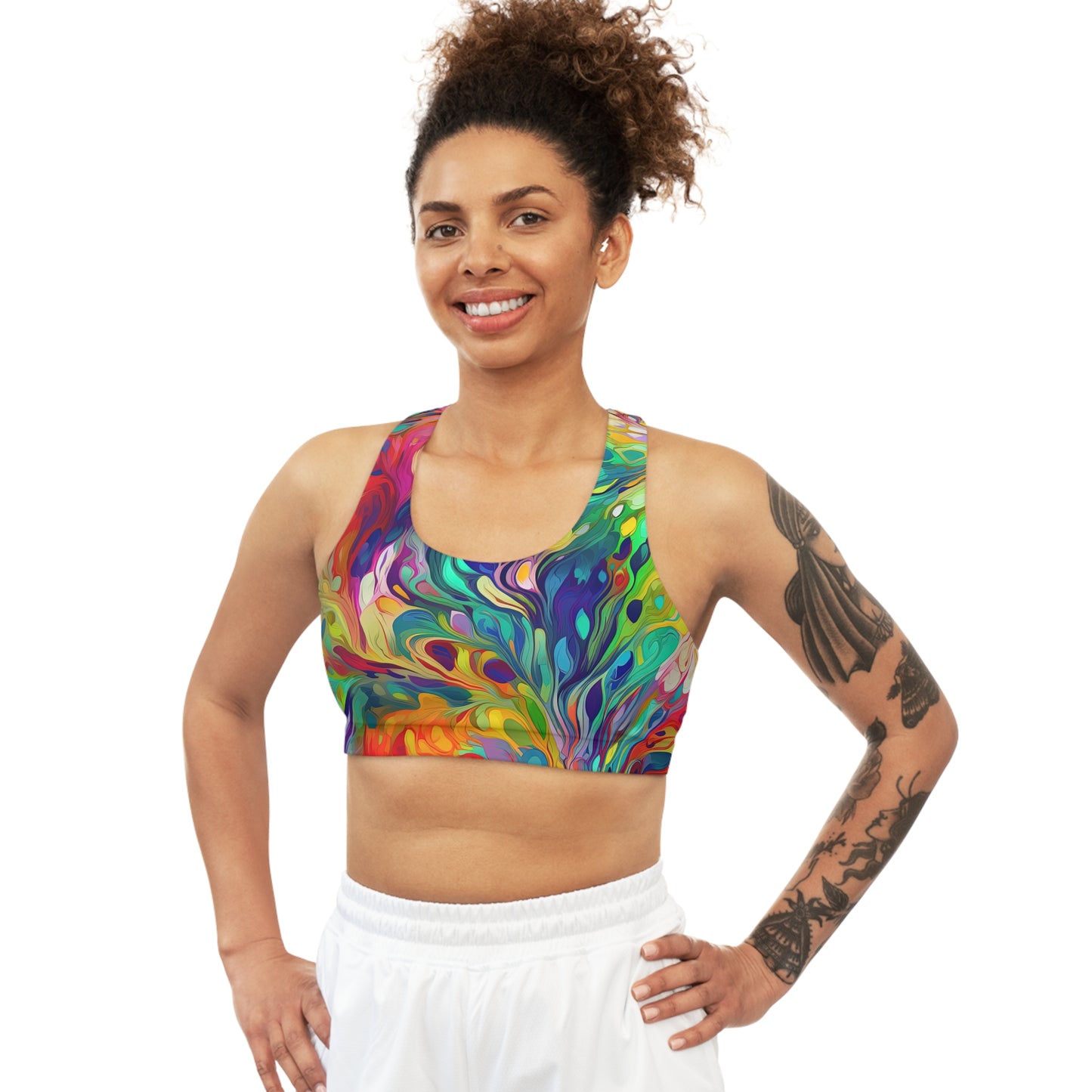 Vibrant Abstract Multicolor - Seamless Sports Bra
