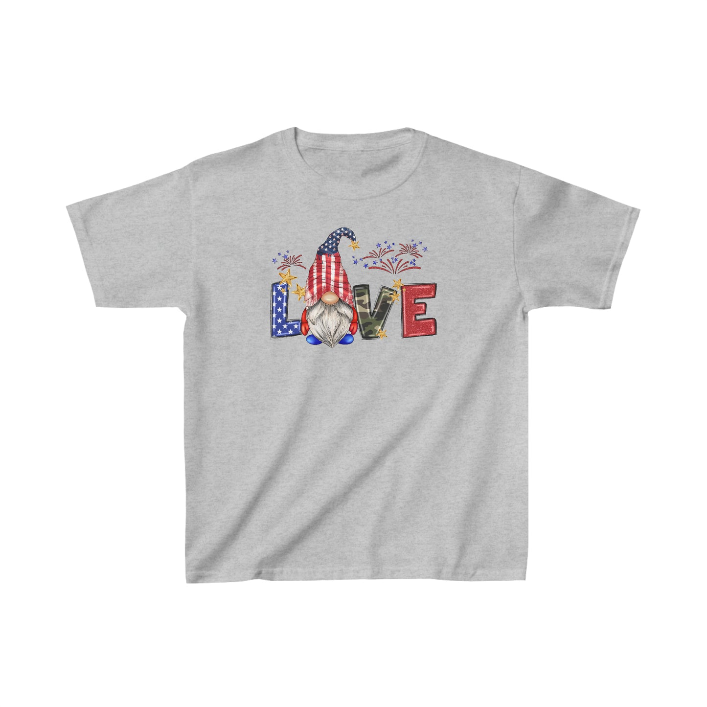 LOVE Gnomes - 4th of July - Independence Day Gnomes - Kids Heavy Cotton Tee