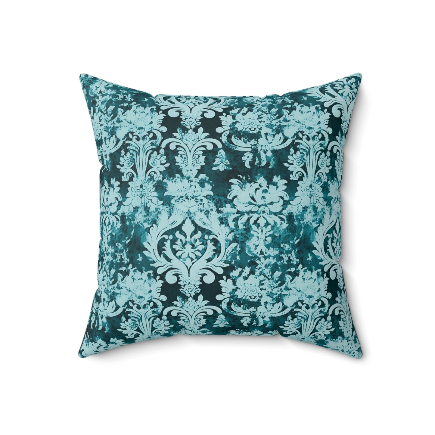 Vintage Teal Damask 73 - Beautiful, Shabby Chic, Boho, Fun - - Faux Suede Square Pillow