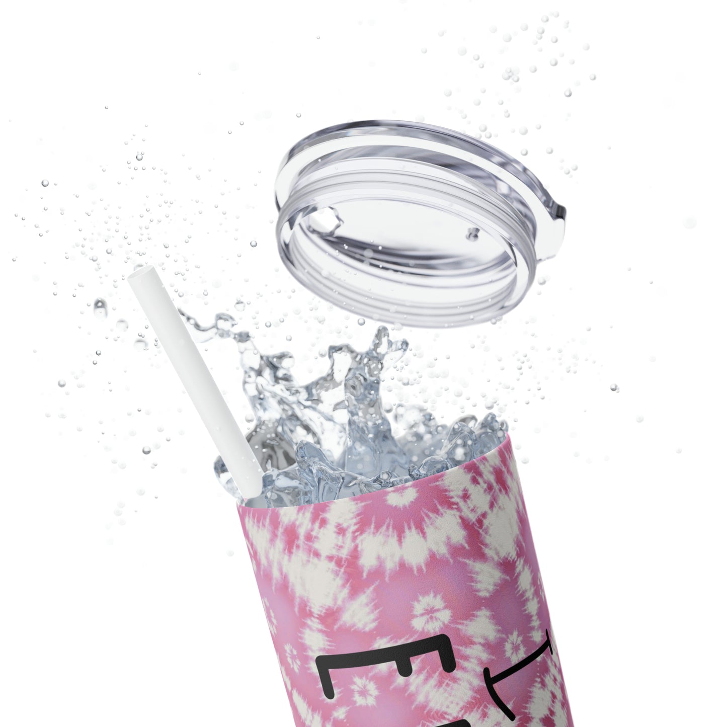 I Am Enough - Pink Batik - Skinny Tumbler with Straw, 20oz - Stainless Steel