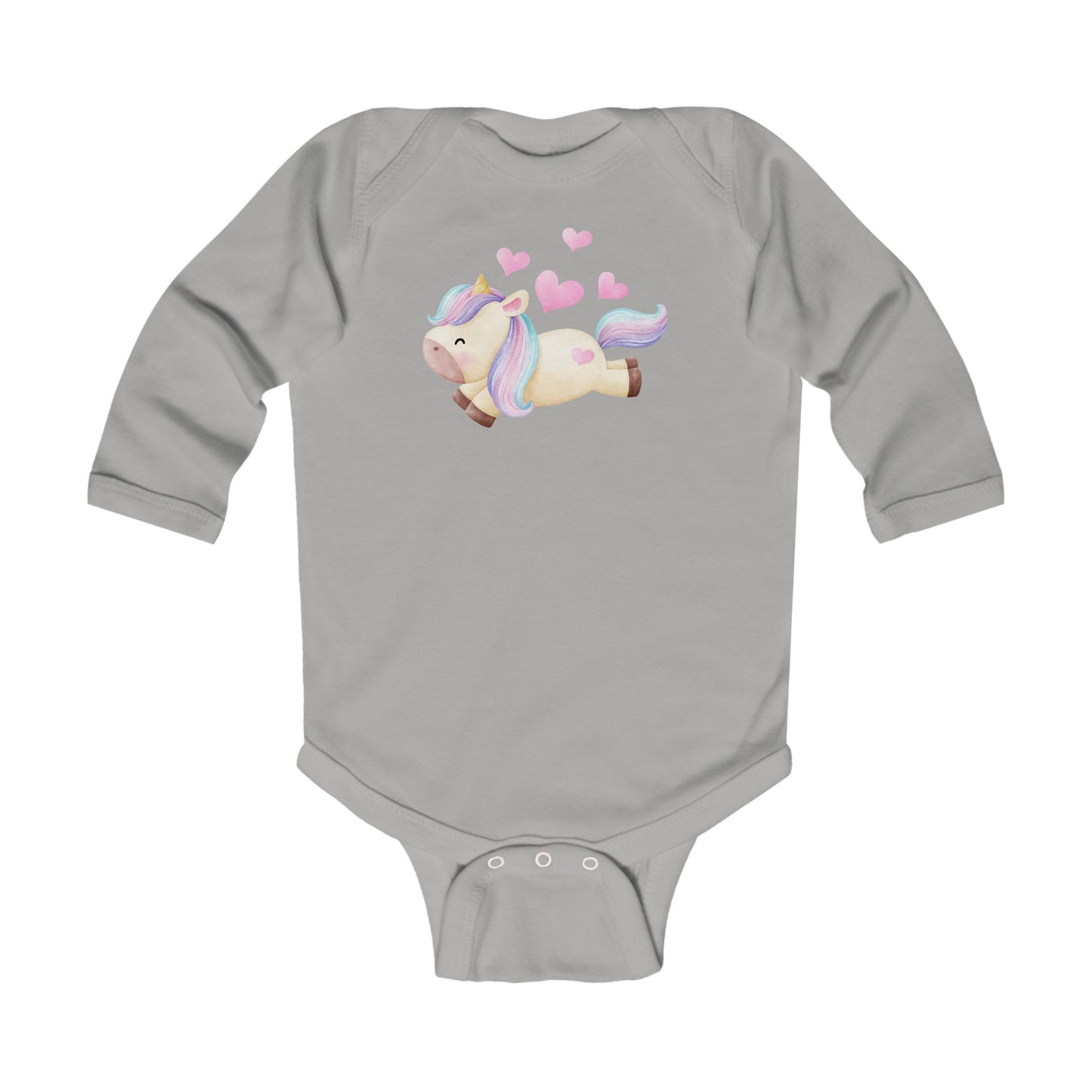 Cutest Unicorn - Four Hearts - Infant Long Sleeve Bodysuit