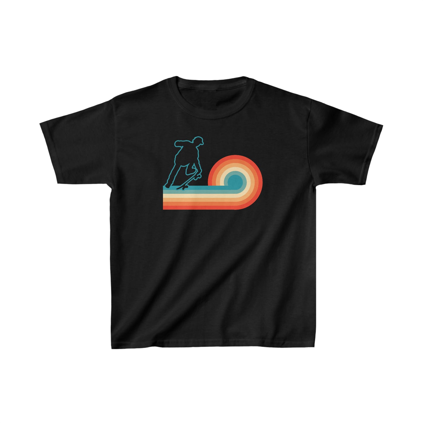 Skateboarder Silhouette - Retro - Kids Heavy Cotton Tee