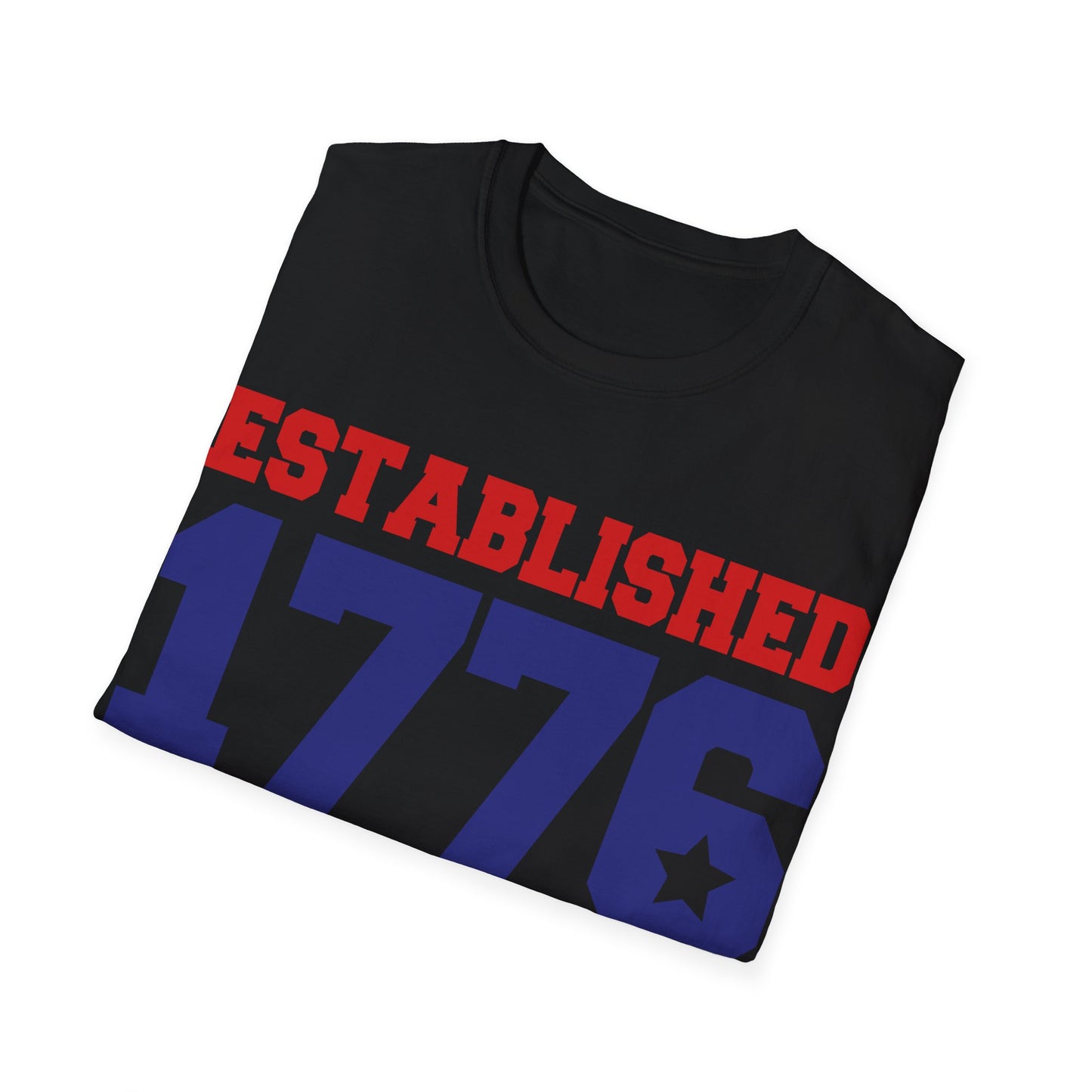 Estabilshed 1776 - American Flag - Red, White, Blue - 4th of July - Independence Day - Unisex Softstyle T-Shirt