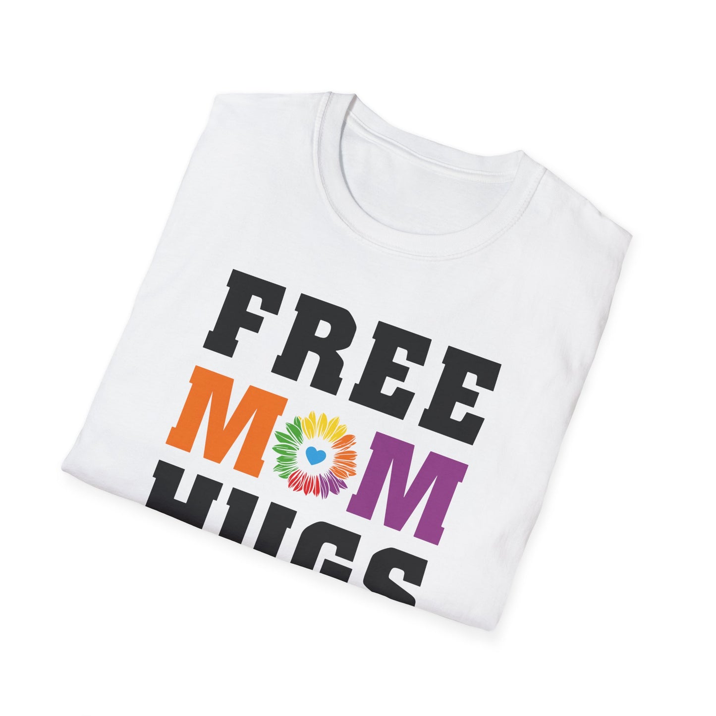 Free Mom Hugs - Rainbow Flower - LGBT - Pride - Rainbow - Unisex Softstyle T-Shirt