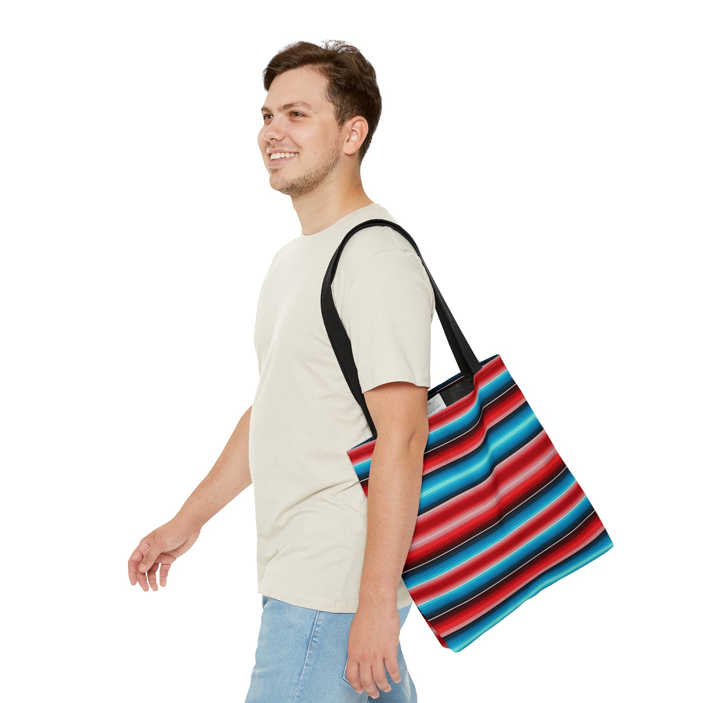 Red and Blue Multicolor Striped 35 - Practical, high-quality Tote Bag