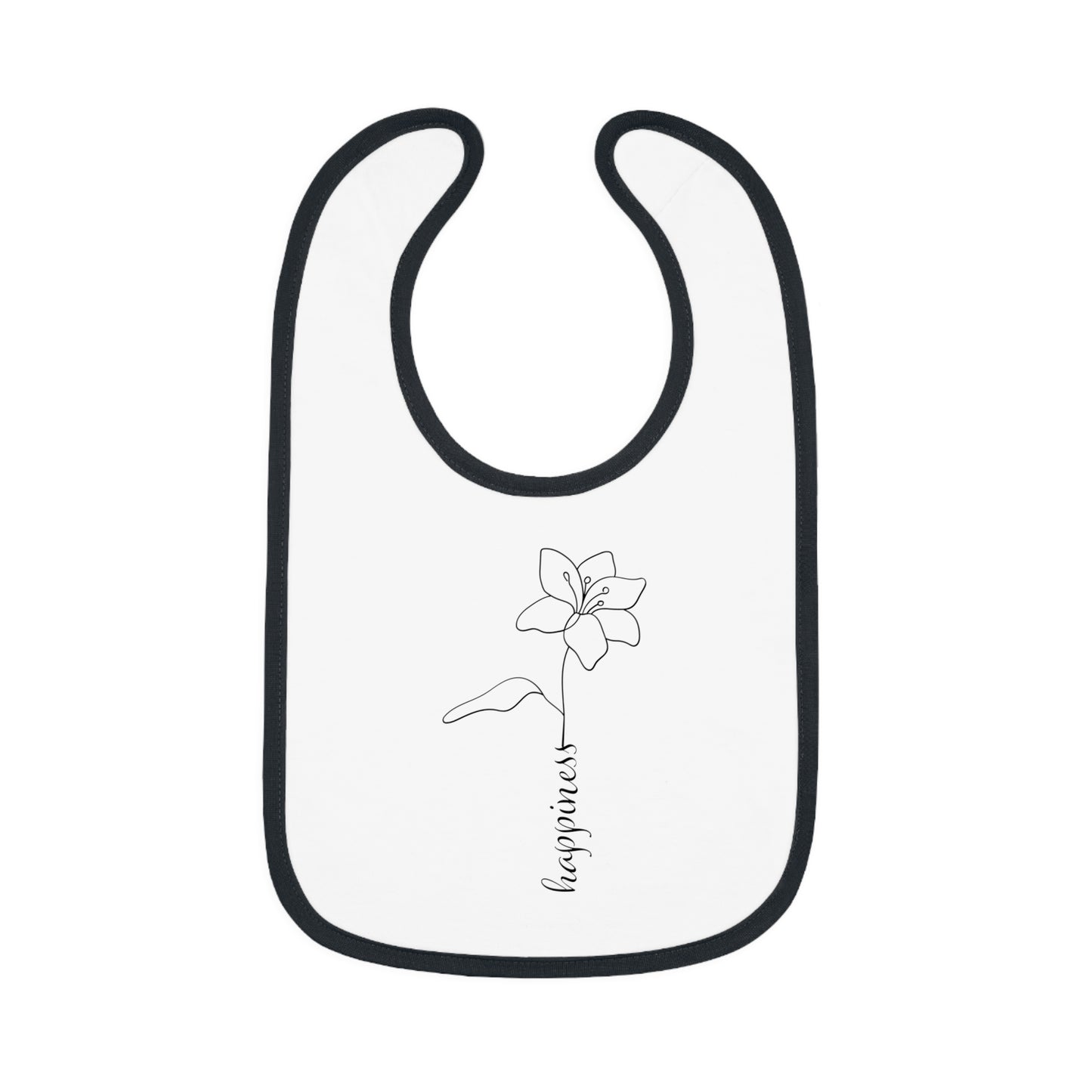 Happiness Flower - Baby Contrast Trim Jersey Bib