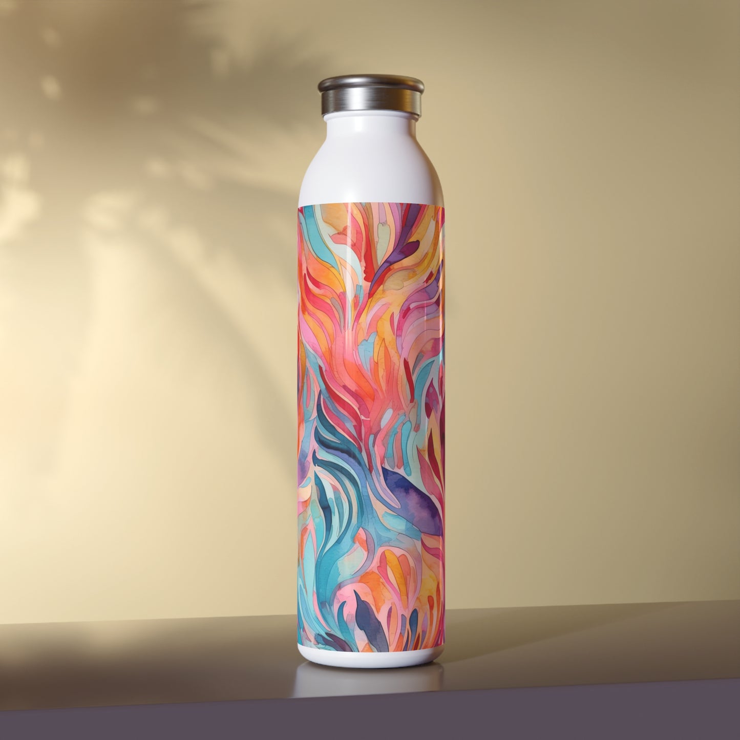 Colorful Abstract Design 1.6 - Slim Water Bottle - Stainless Steel - 20oz