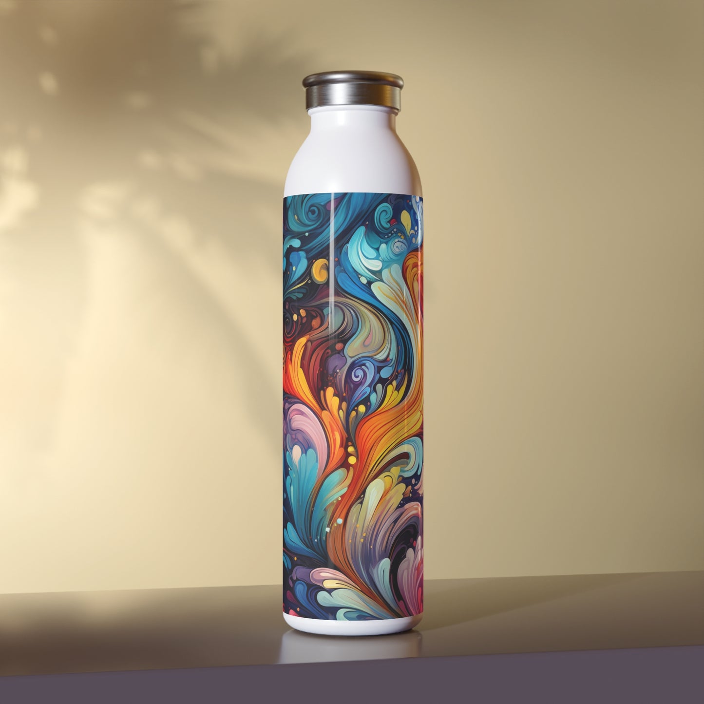 Rainbow Paisley 1.7 - Slim Water Bottle - Stainless Steel - 20oz