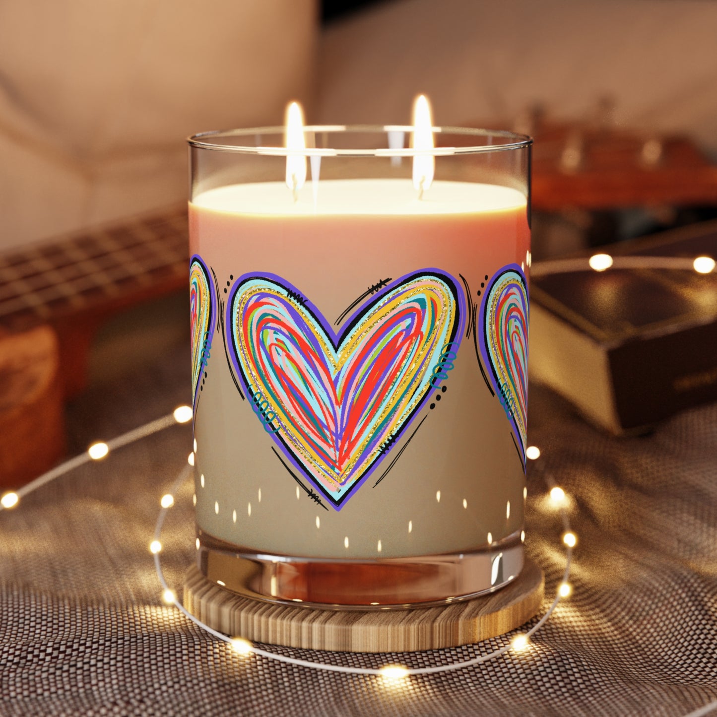Colorful Heart Scented Candle - 11oz Full Glass