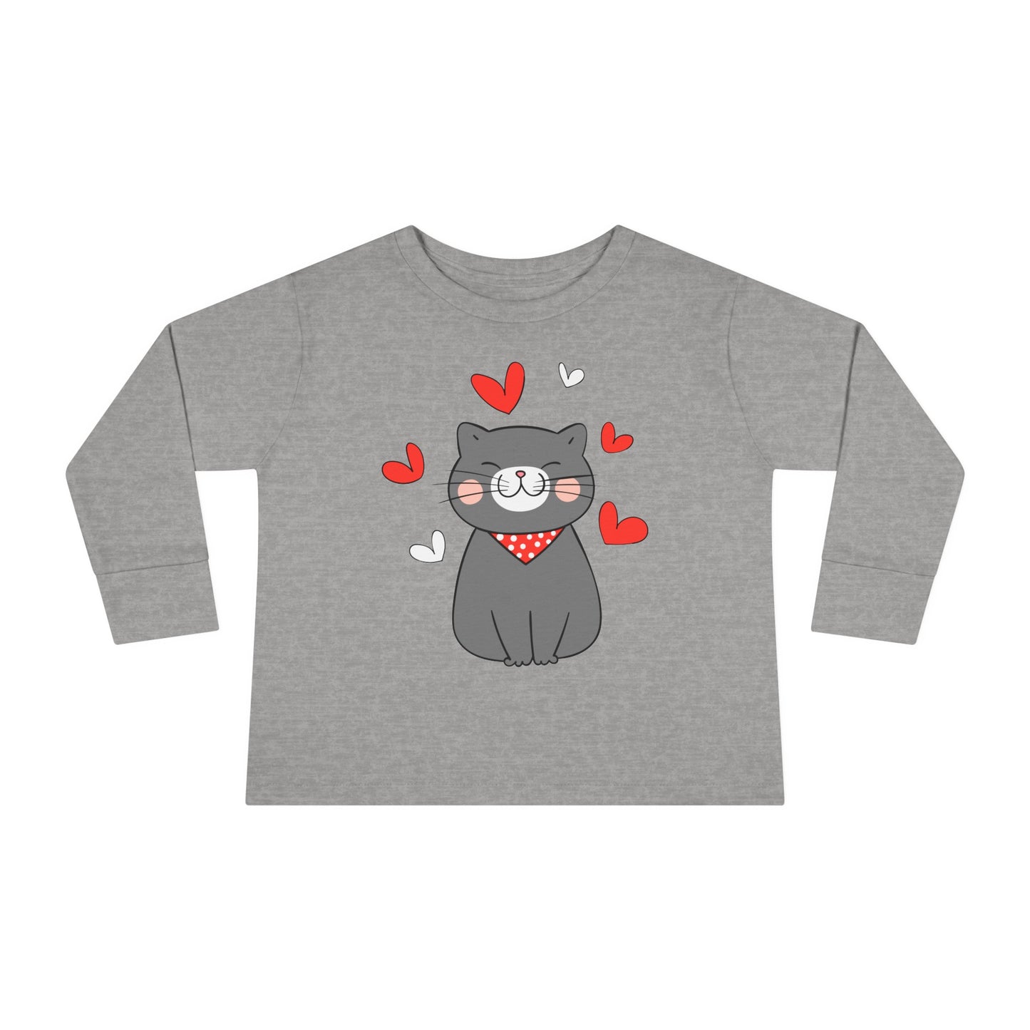 Cute Cat - Hearts 4 - Toddler Long Sleeve Tee