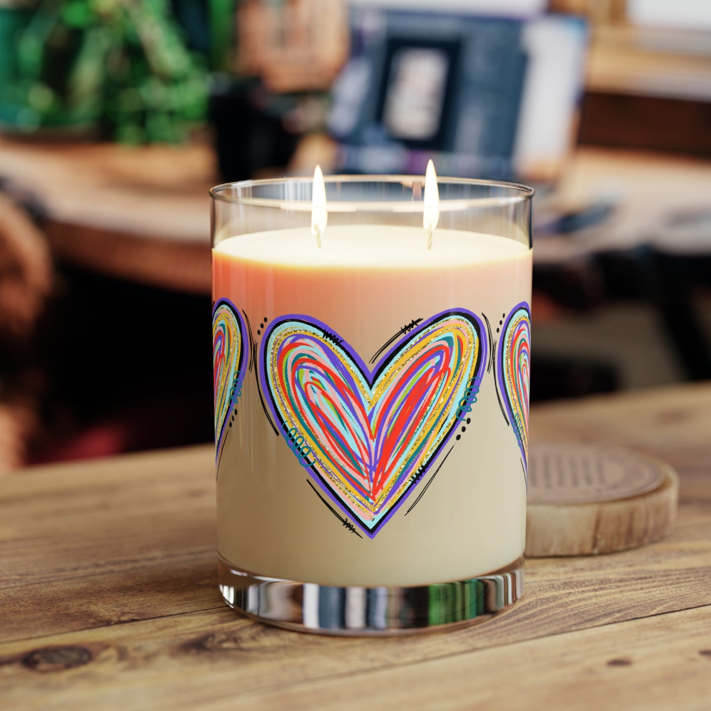 Colorful Heart Scented Candle - 11oz Full Glass