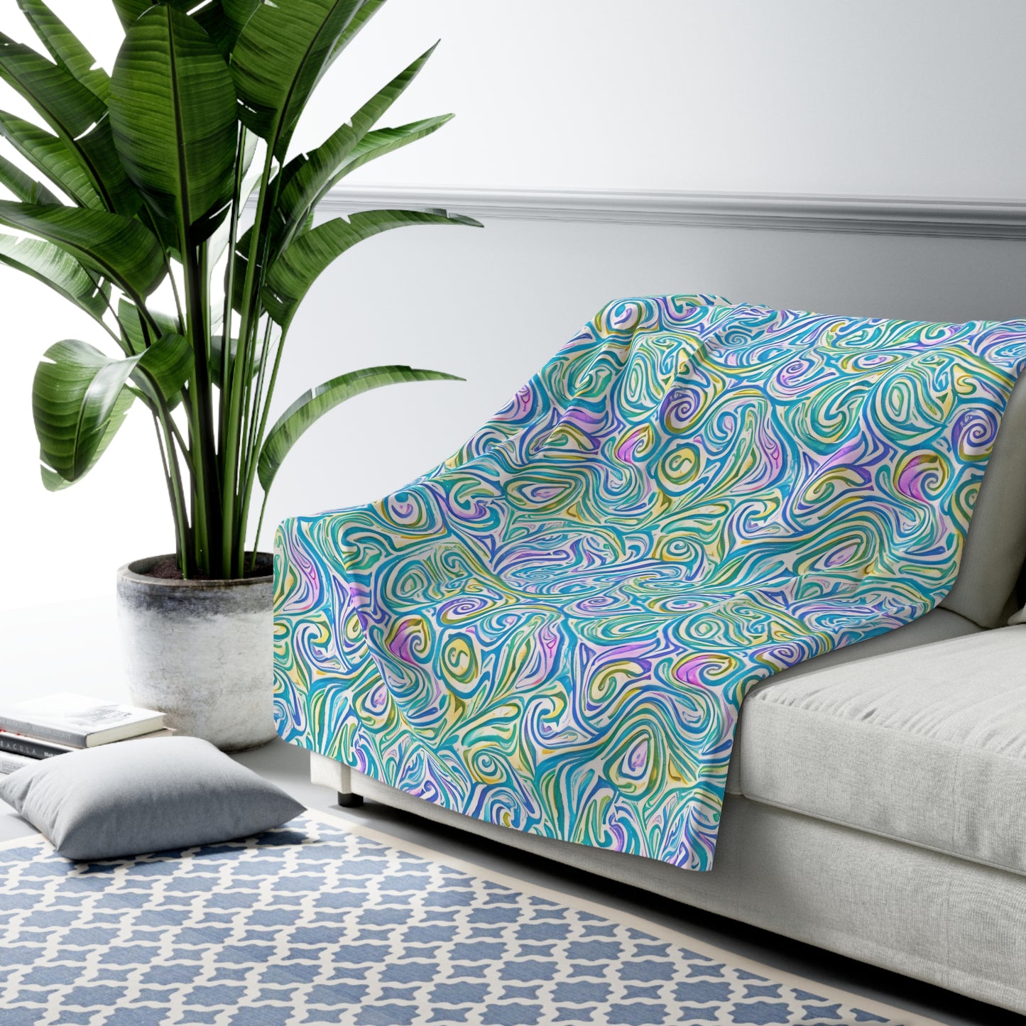 Beautiful, Cozy, Soft - Amazing - Multicolor Watercolor Paisley 11 - Sherpa Fleece Blanket