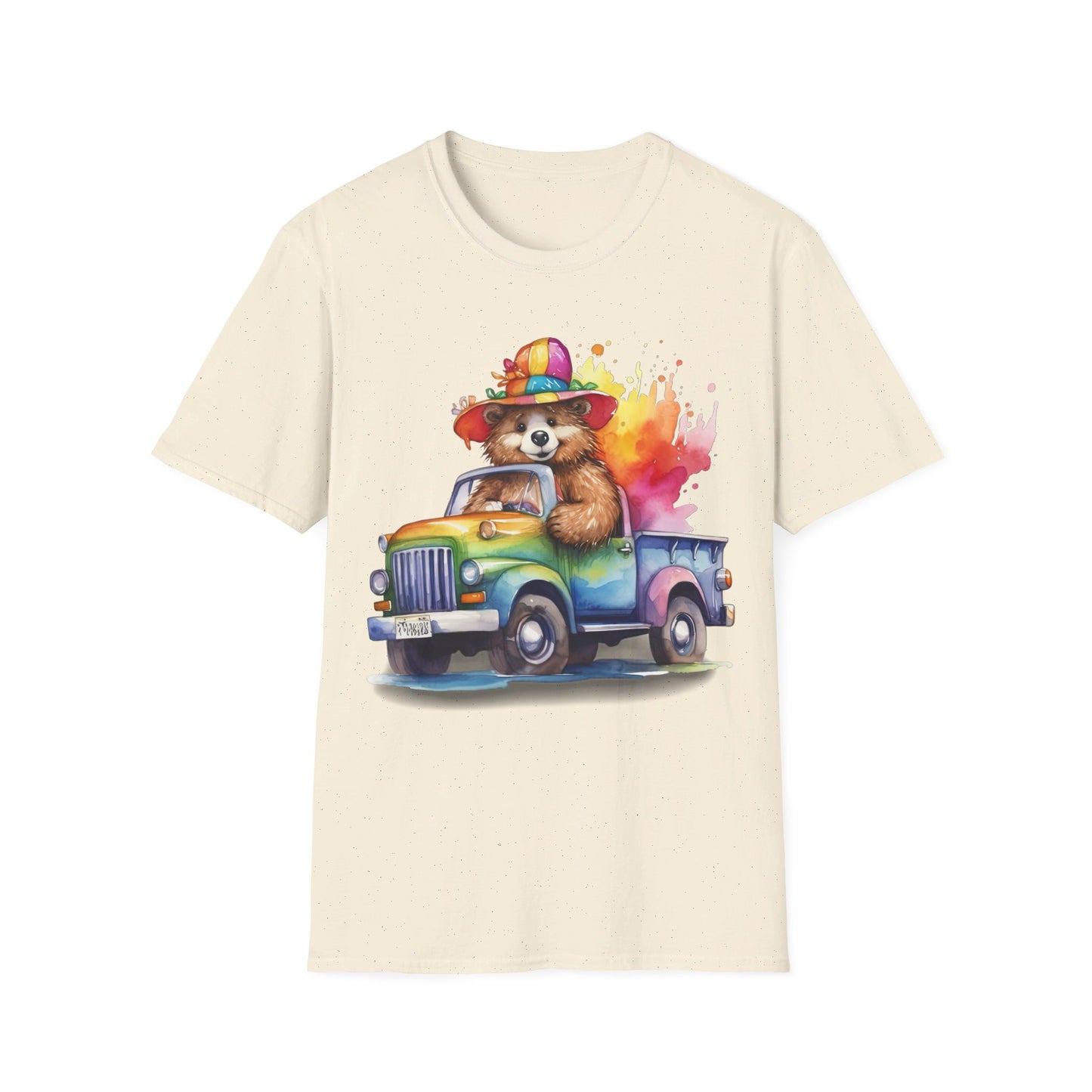 Rainbow Pickup Truck Bear - LGBT - Pride - Unisex Softstyle T-Shirt