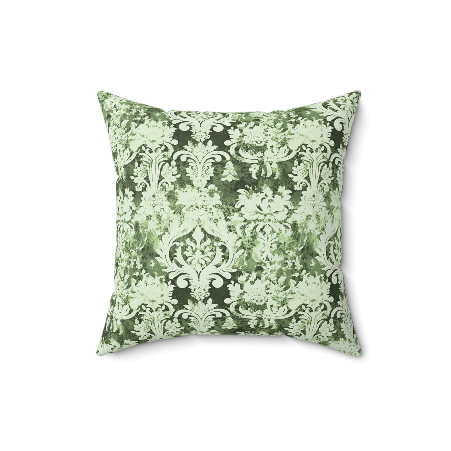 Vintage Green Damask 88 - Beautiful, Shabby Chic, Boho, Fun - Faux Suede Square Pillow