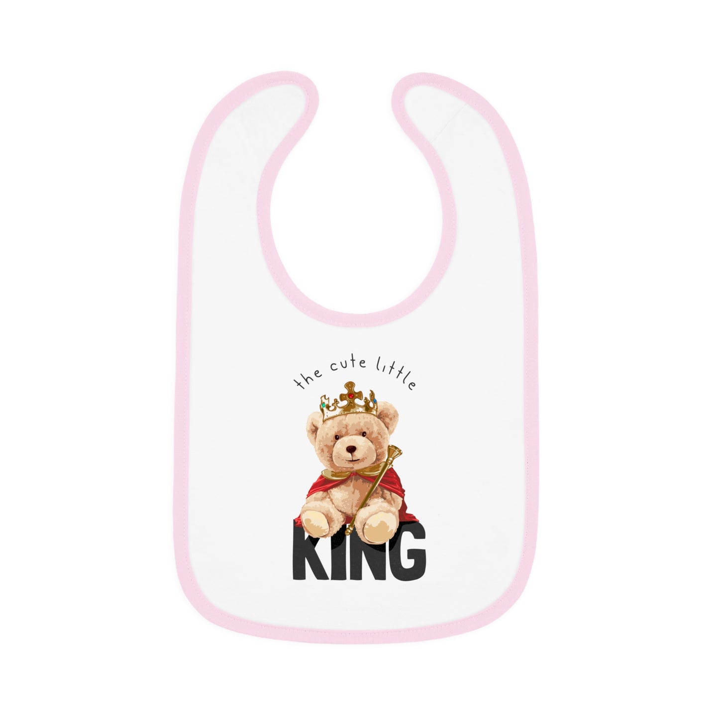 Cute Little King - Baby Contrast Trim Jersey Bib