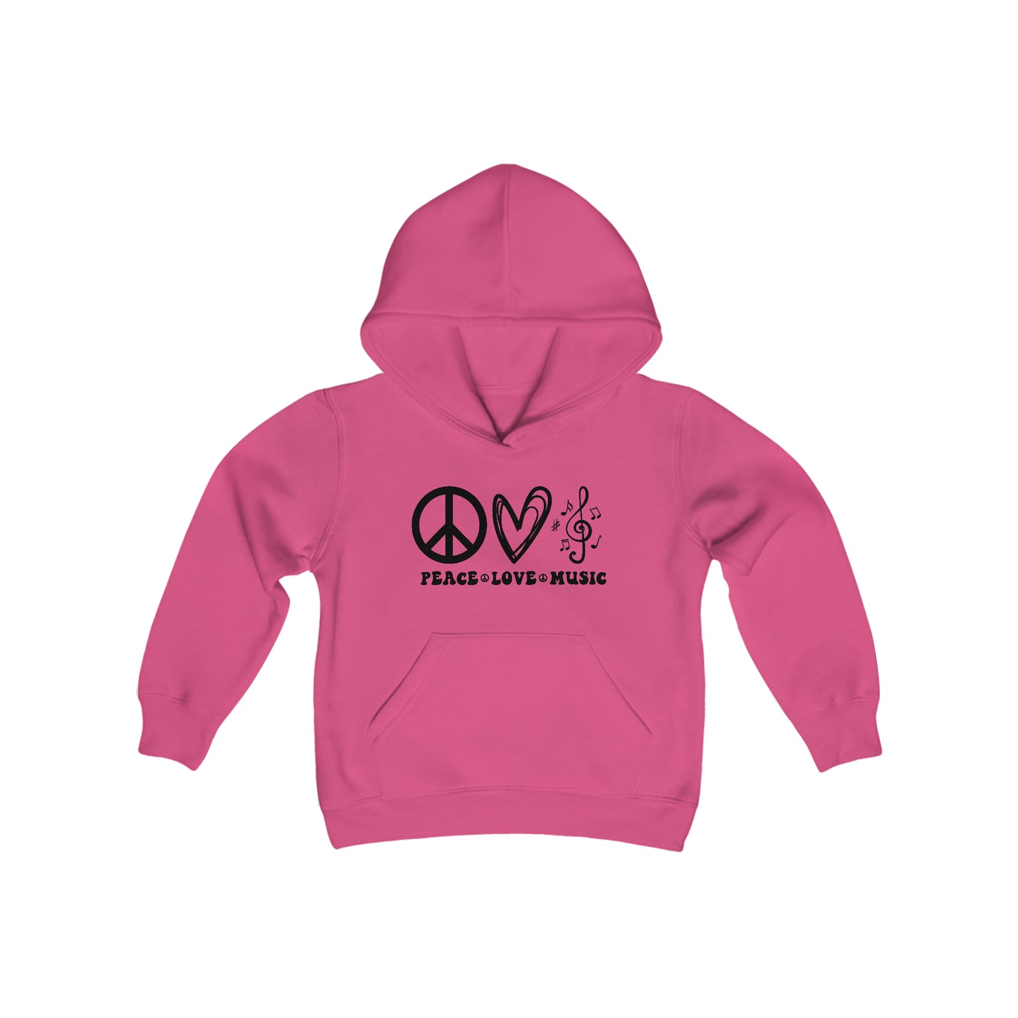 Peace - Love - Music - Music Lovers - Musicians - Youth Heavy Blend Hooded Sweatshirt