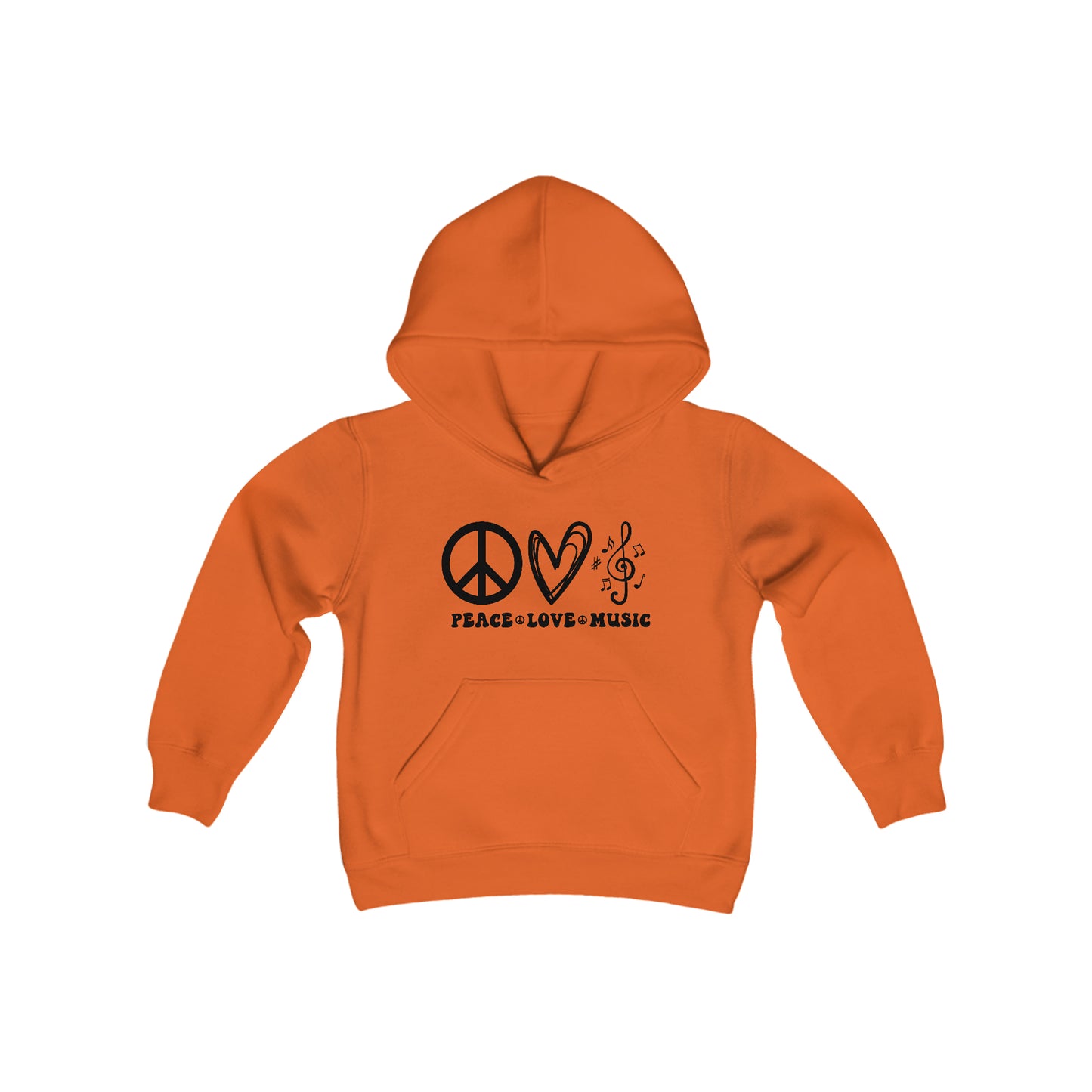 Peace - Love - Music - Music Lovers - Musicians - Youth Heavy Blend Hooded Sweatshirt