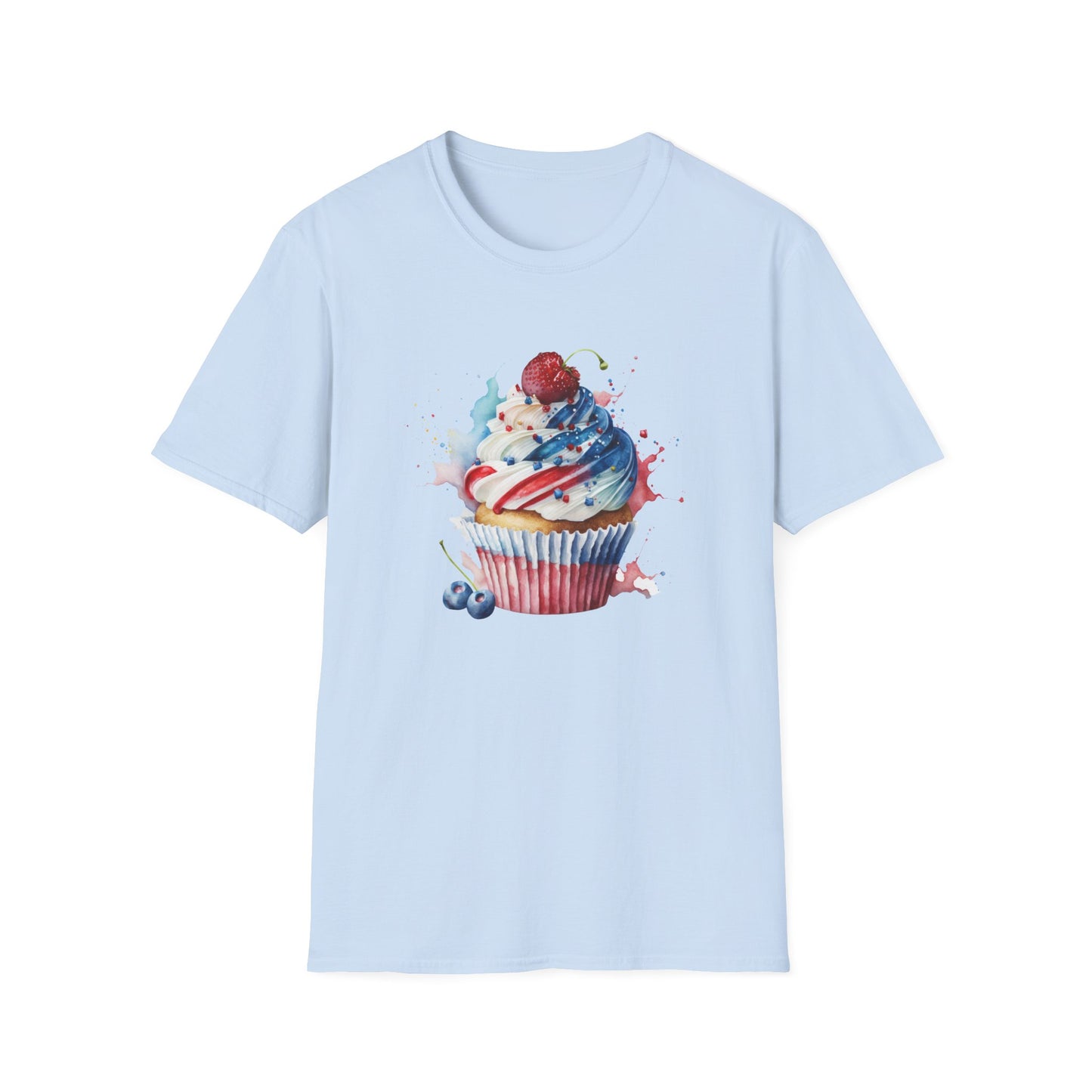 Red, White, and Blue Cupcake - American Flag - 4th of July - Independence Day - Unisex Softstyle T-Shirt