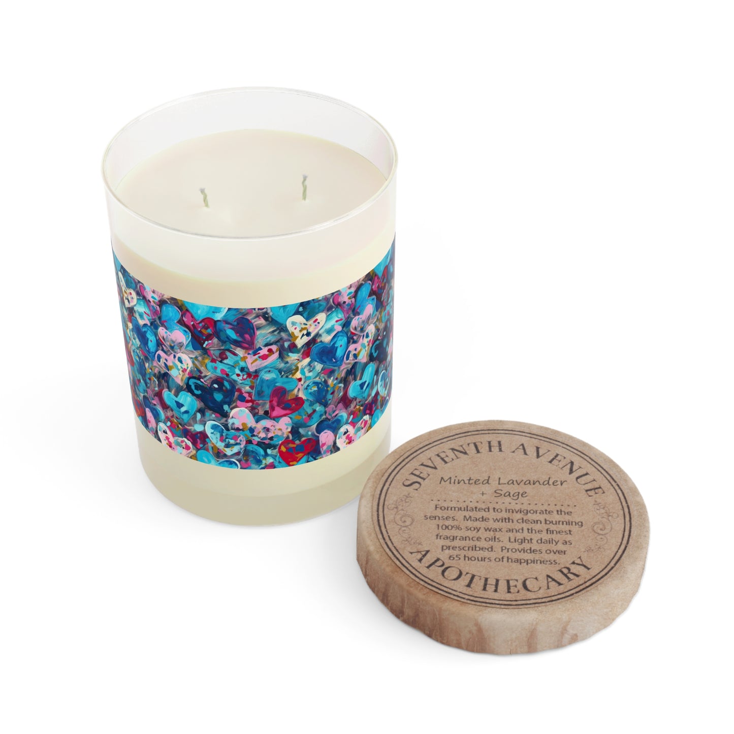 Blue and Purple Painted Hearts - Scented Candle - 11oz