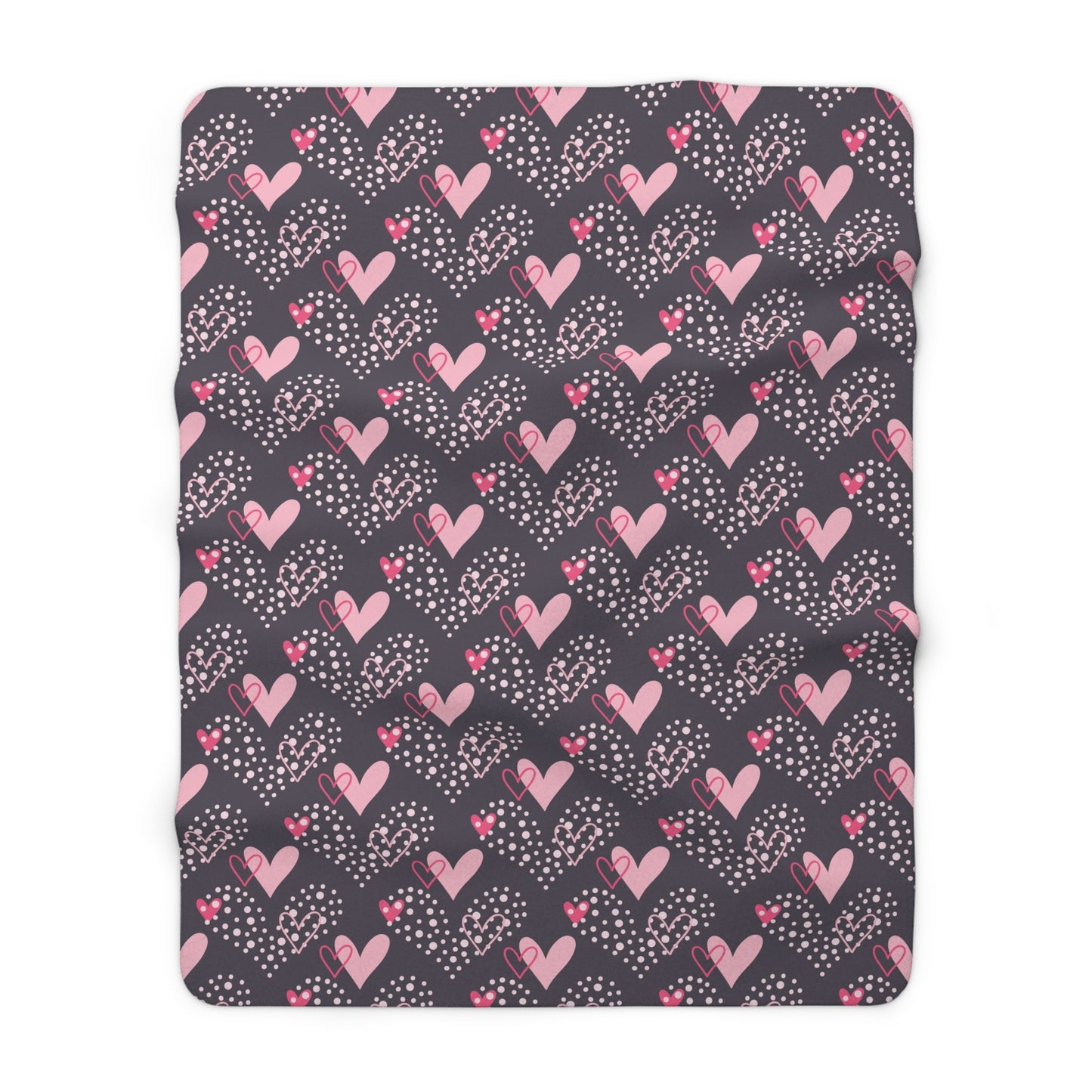 Black with Pink Hearts 6 - Beautiful, Shabby Chic, Boho, Fun - Sherpa Fleece Blanket