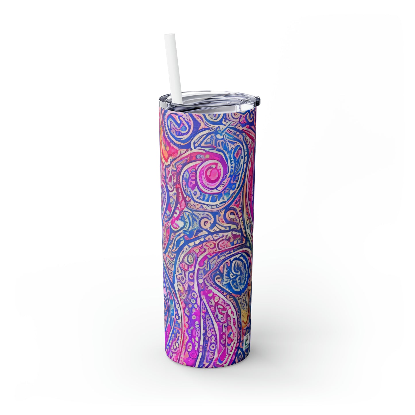 Amazing - Multicolored Watercolor Paisley 1 - Skinny Tumbler with Straw, 20oz - Stainless Steel