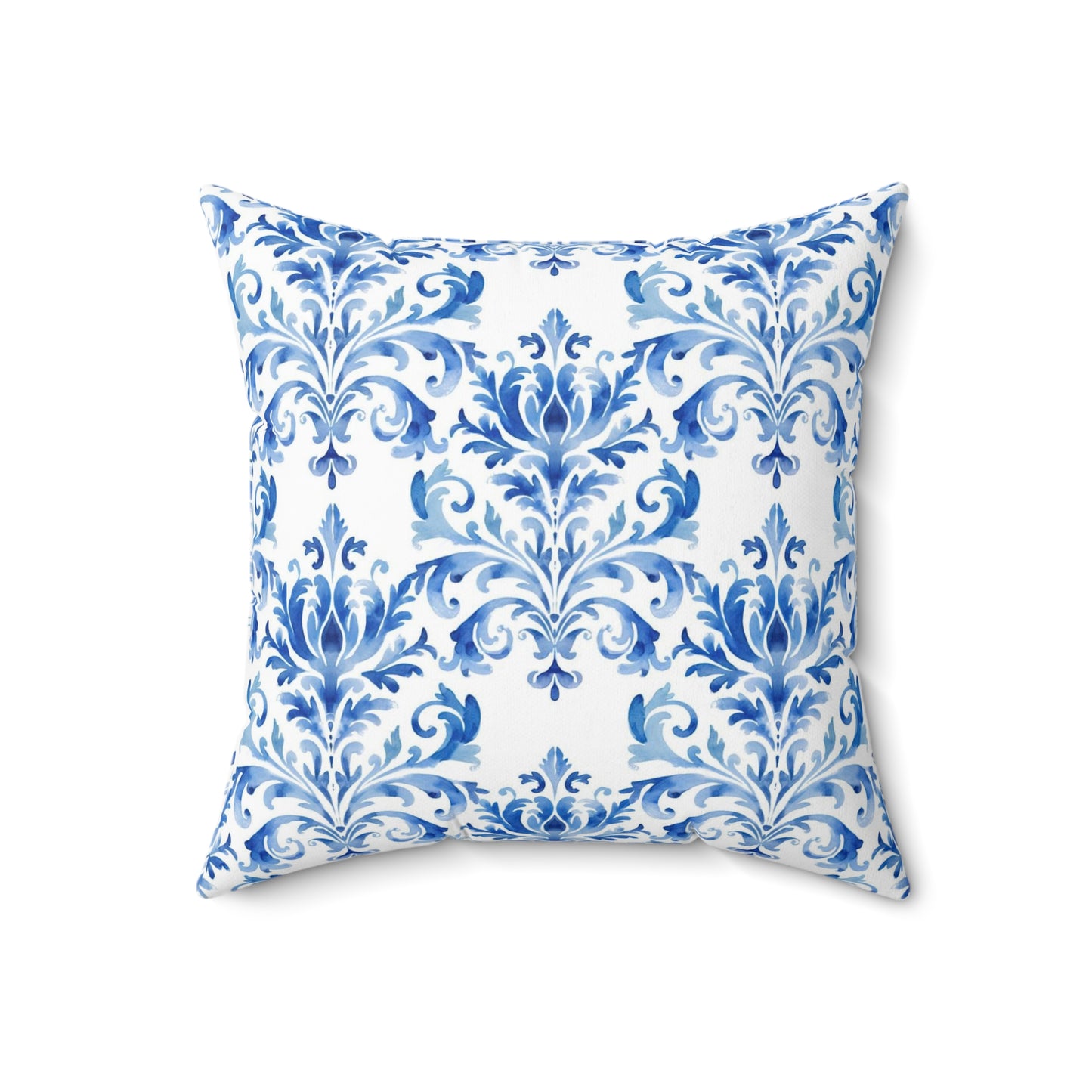 Blue Watercolor Damask 5 - Beautiful, Shabby Chic, Boho, Fun - Faux Suede Square Pillow