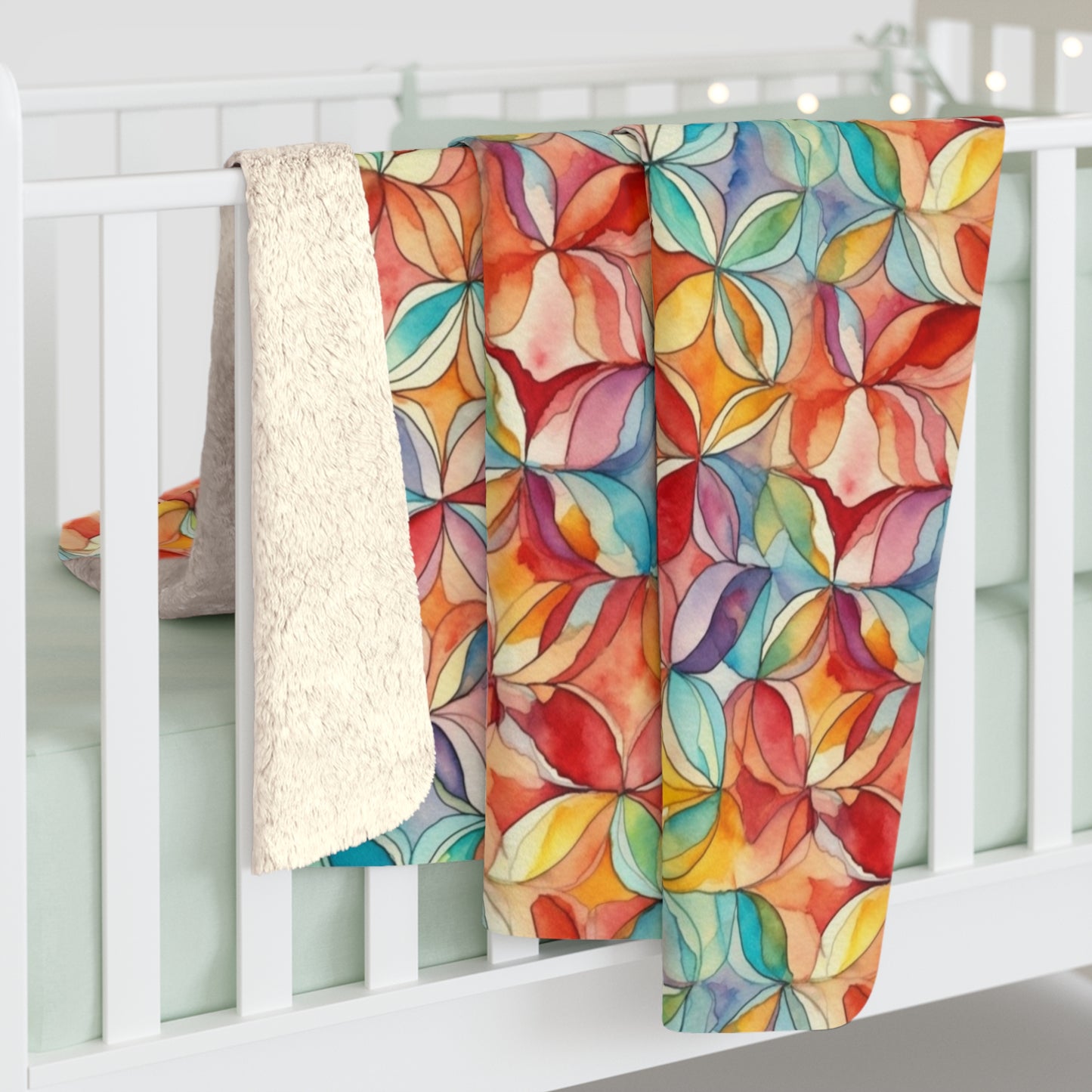 Beautiful, Cozy, Soft - Amazing Watercolor Multi 6 - Sherpa Fleece Blanket