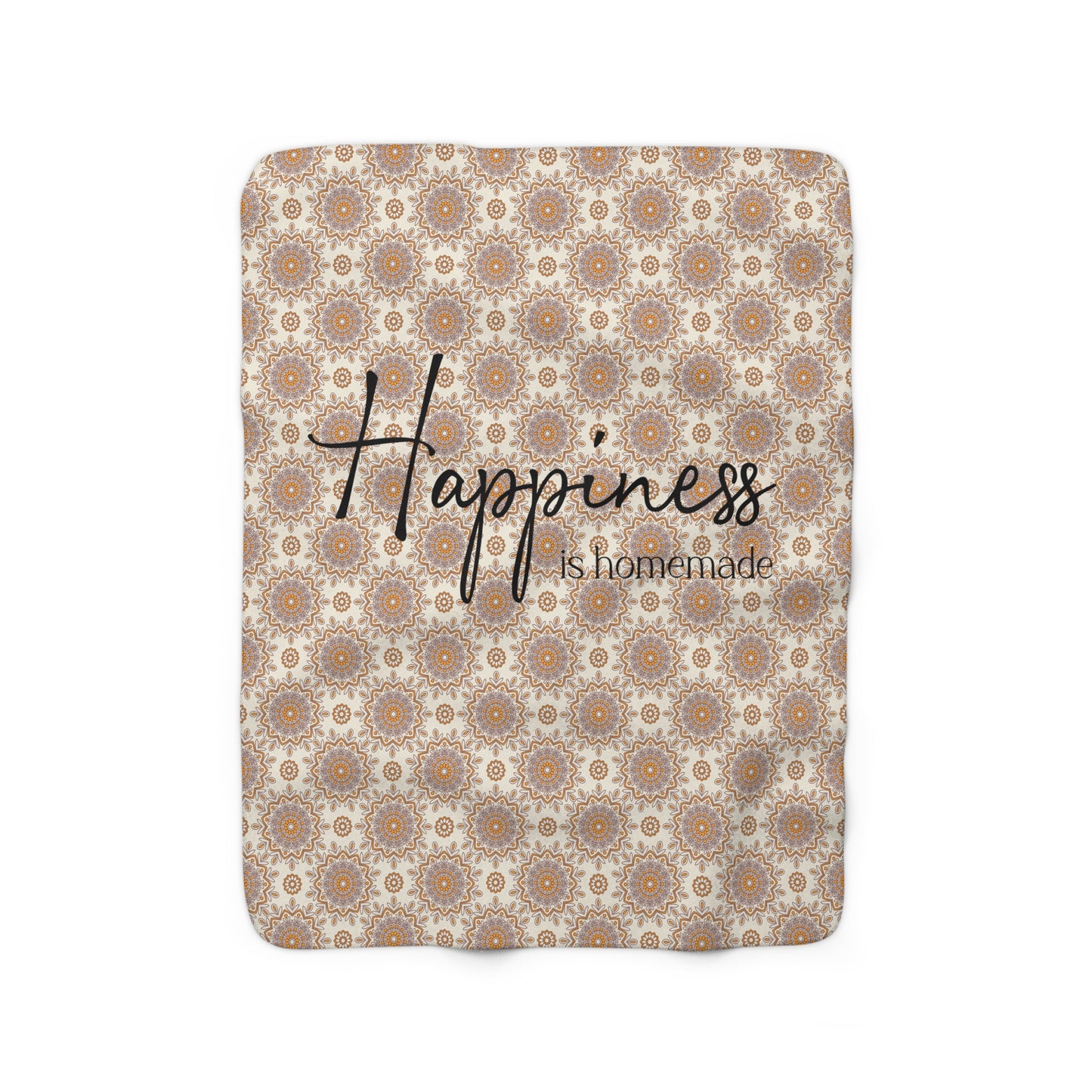 Beautiful, Cozy, Soft - Amazing - Yellow Boho Mandala 15 - Happiness is homemade - Inspirational Quote - Sherpa Fleece Blanket