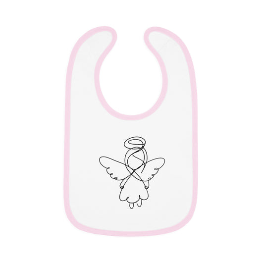 Hand Drawn Angel - Baby Contrast Trim Jersey Bib