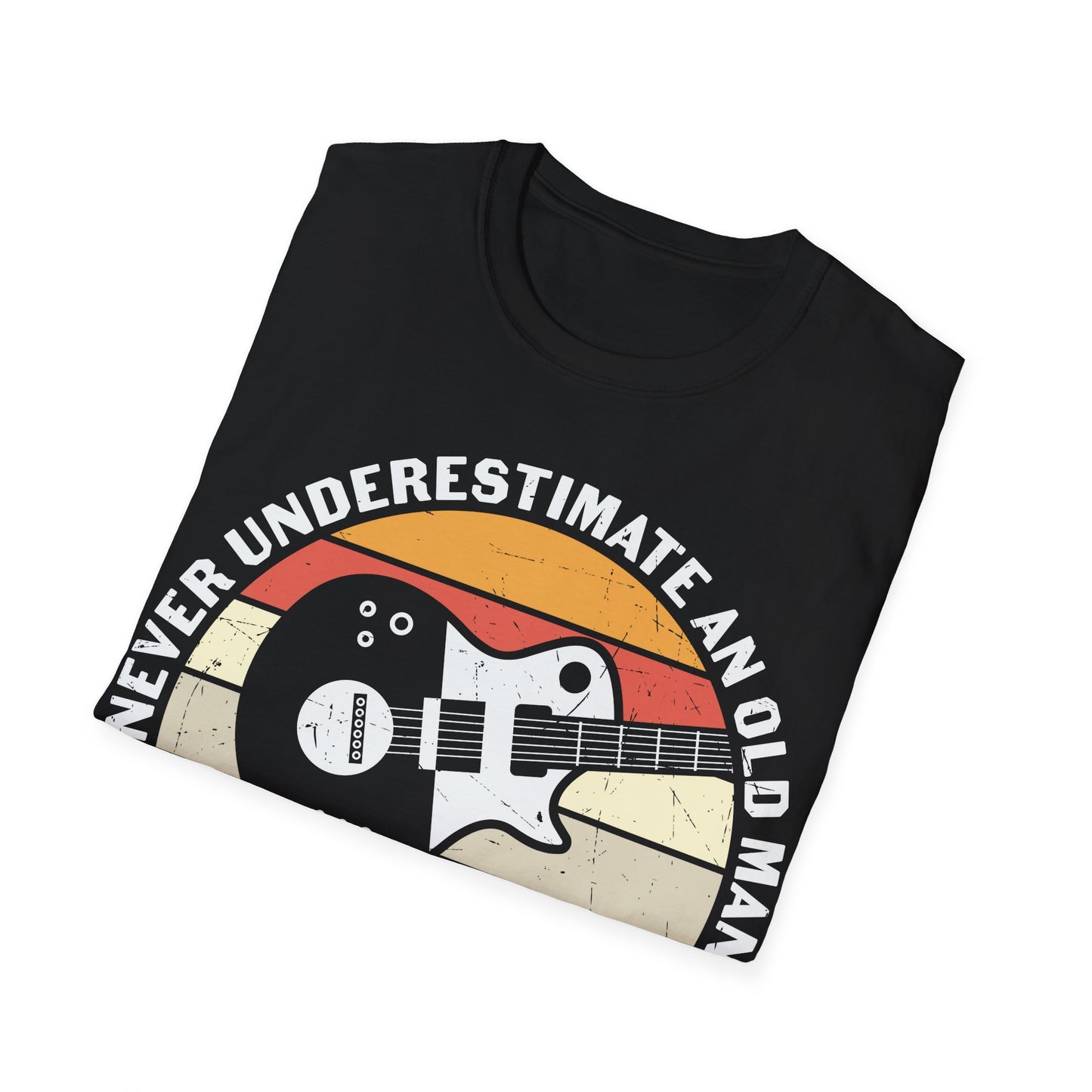 Never Underestimate an Old Man with a Guitar - Unisex Softstyle T-Shirt